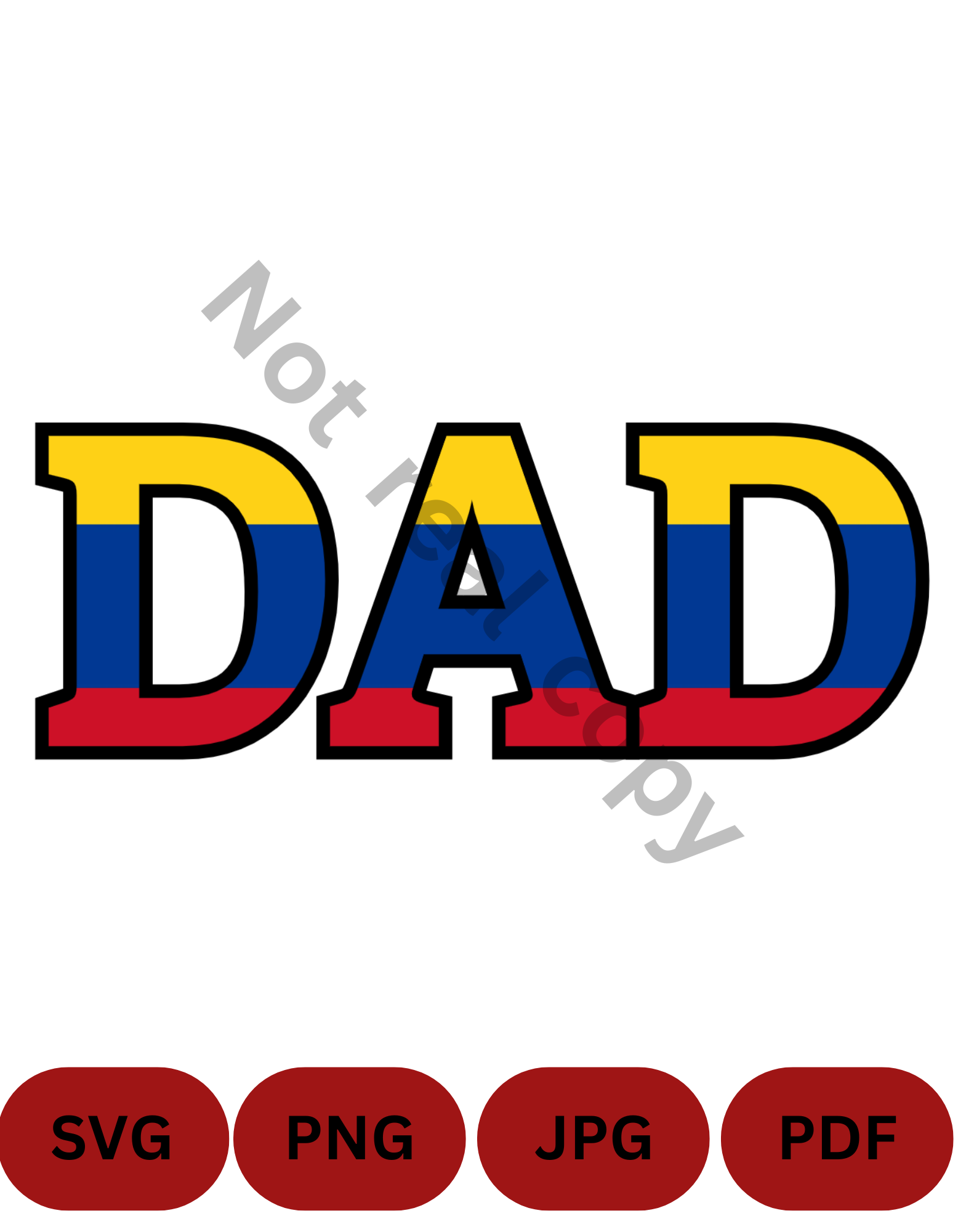 Colombia DAD SVG, PNG, JPG, PDF – Varsity Letters Digital Download – Patriotic Dad Clipart – Colombia Cricut Cut File
