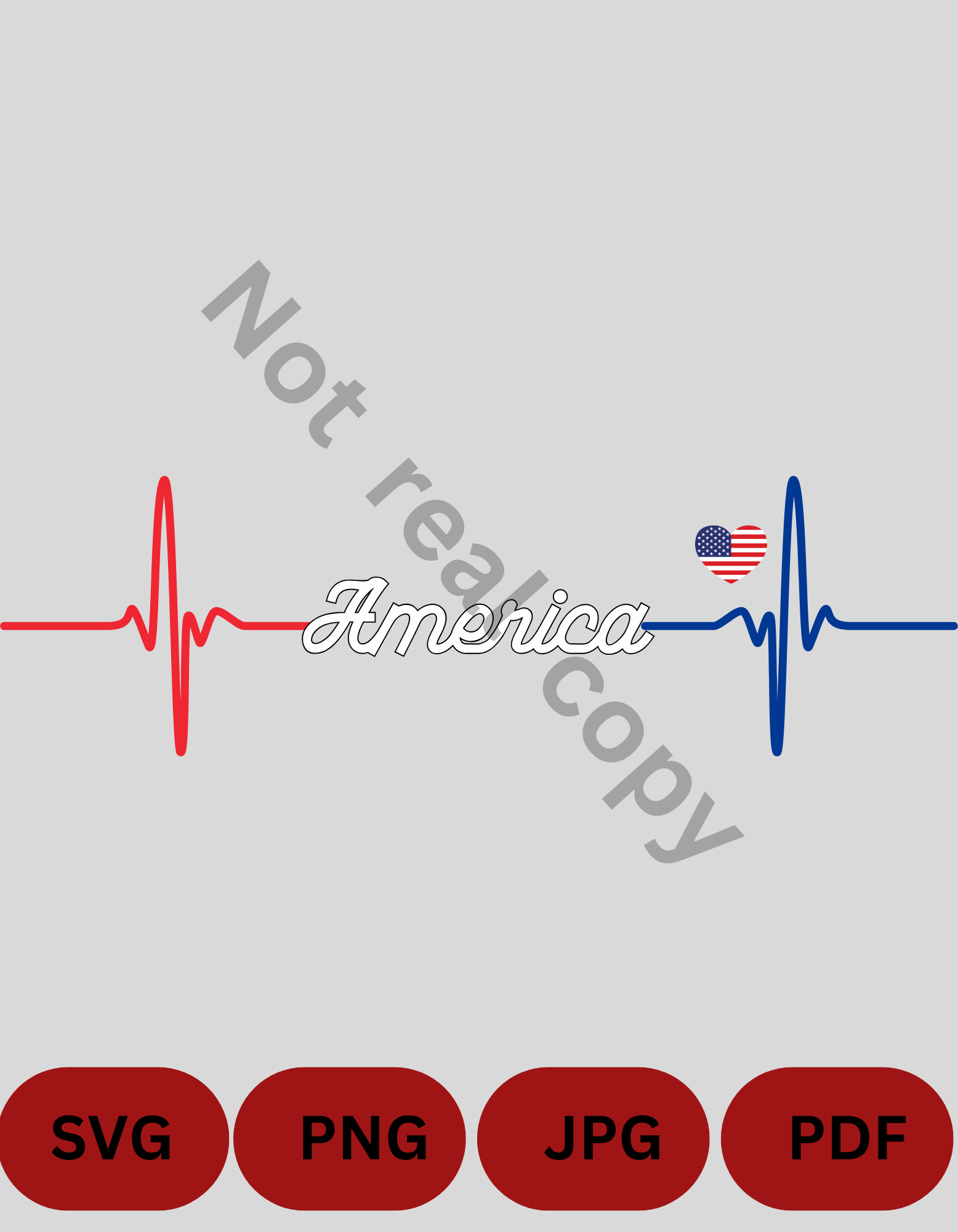 America Heartbeat SVG, PNG, JPG, PDF – Red White Blue EKG Digital Download – Patriotic Clipart – USA Cricut Cut File