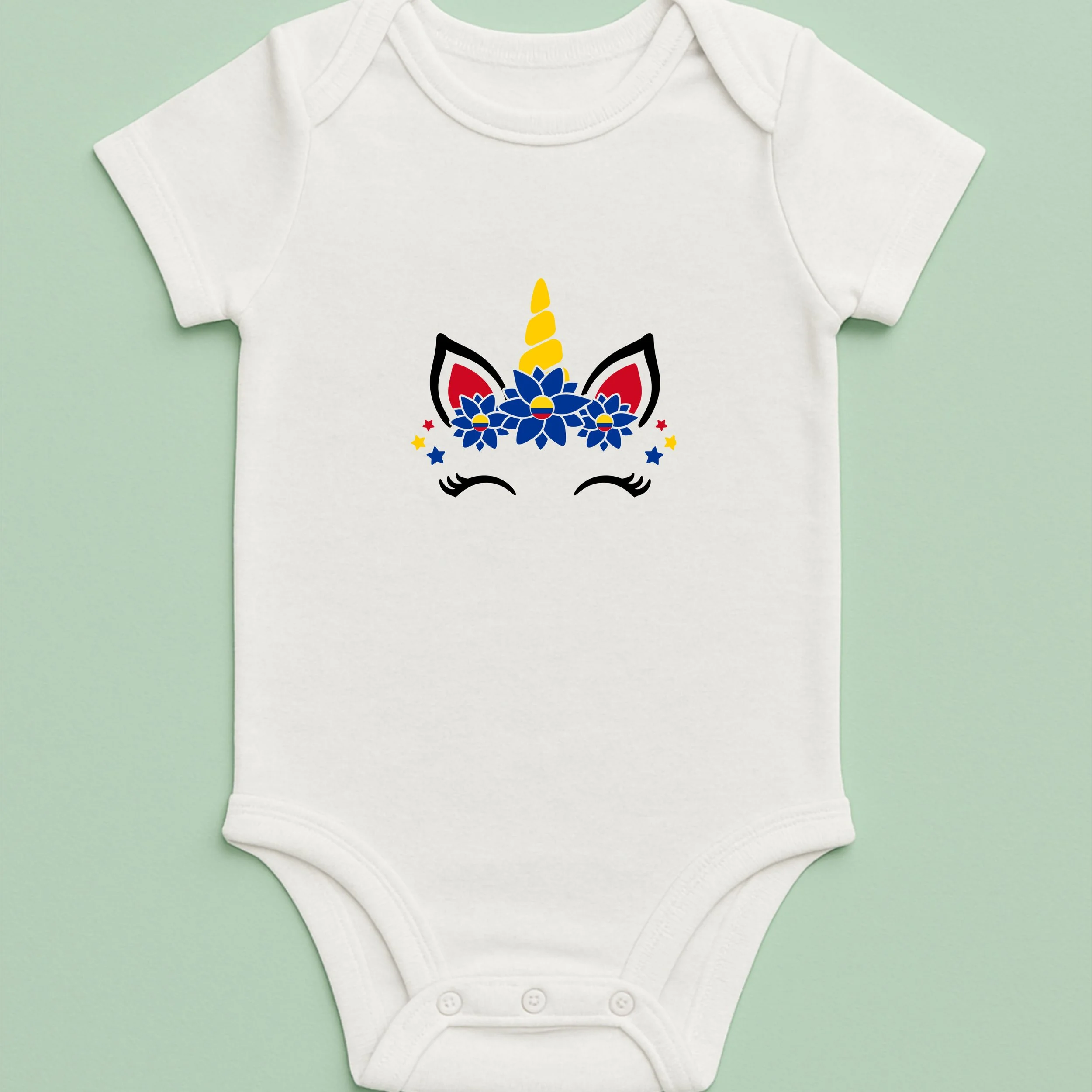 Colombia Unicorn Baby Onesie – Yellow Blue Red Unicorn Bodysuit – Cute Colombian Pride – Patriotic Baby Gift