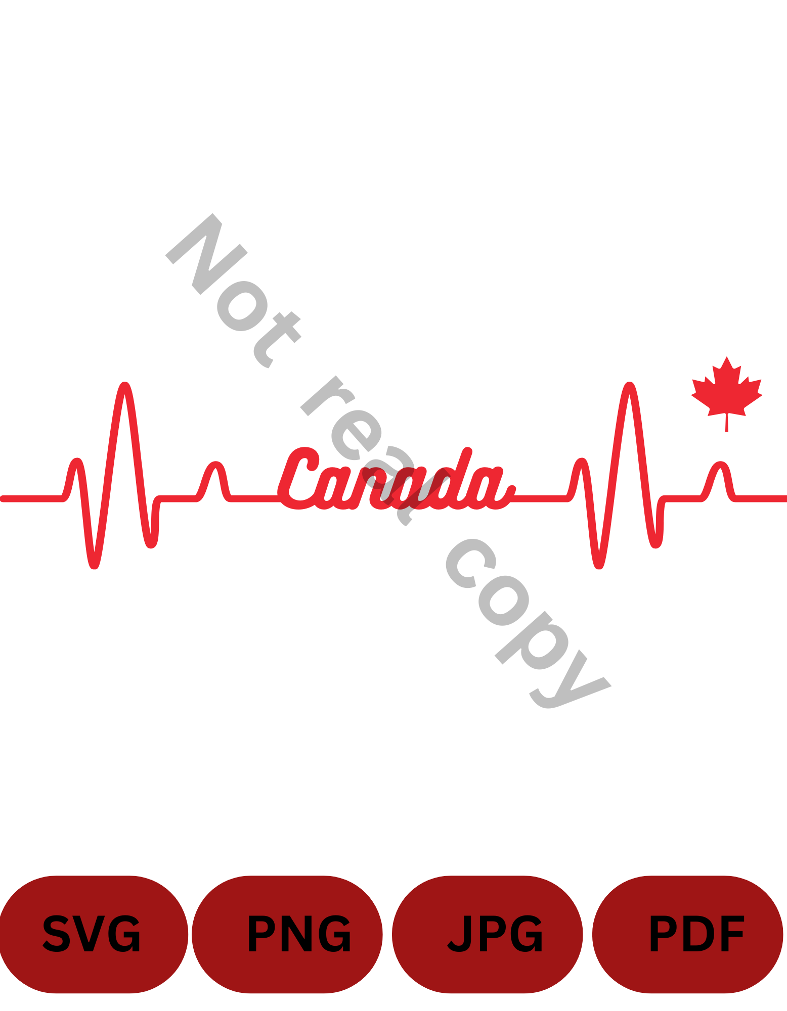 Canada Heartbeat SVG, JPG, PNG, PDF – Red Heartbeat Maple Leaf Digital Download – Patriotic Clipart – Canada Cricut Cut File