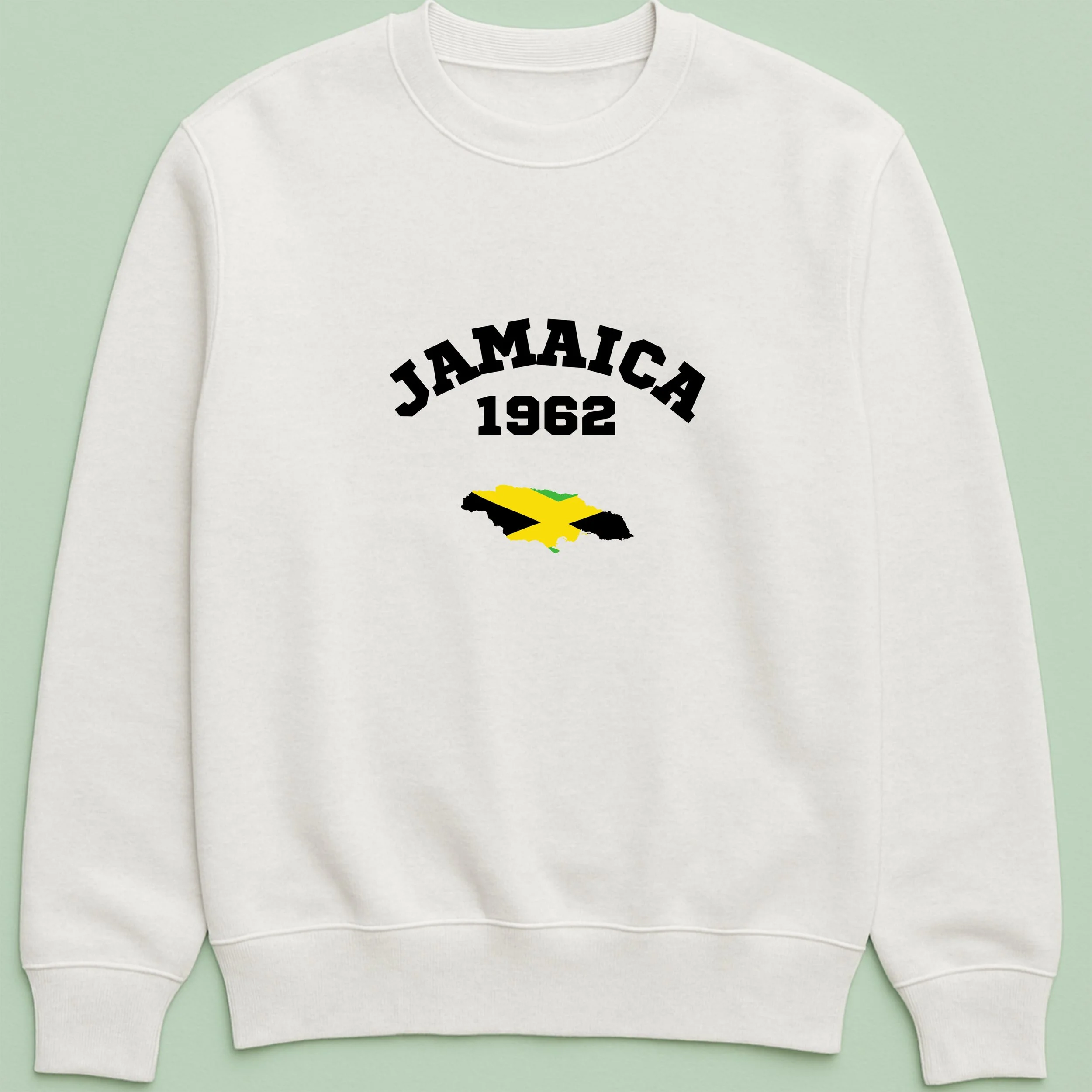 Jamaica 1962 Sweatshirt – Jamaican Independence Day Crewneck – Yellow Black Map Top – Patriotic Jamaica Sweatshirt