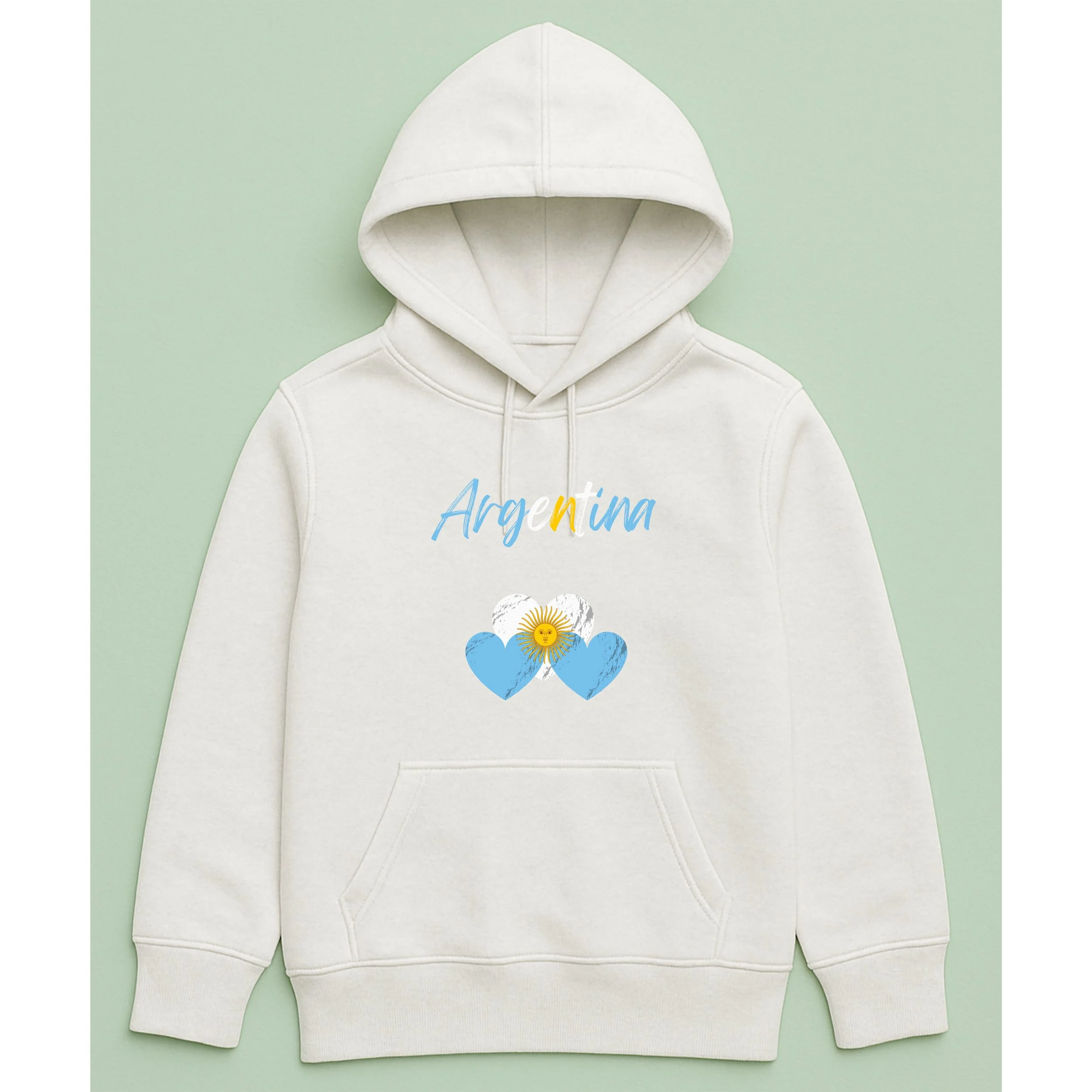 Kids Argentina Hearts Hoodie – Youth Blue White Heart Pullover – Cute Argentinian Pride Hoodie – Patriotic Kids Gift