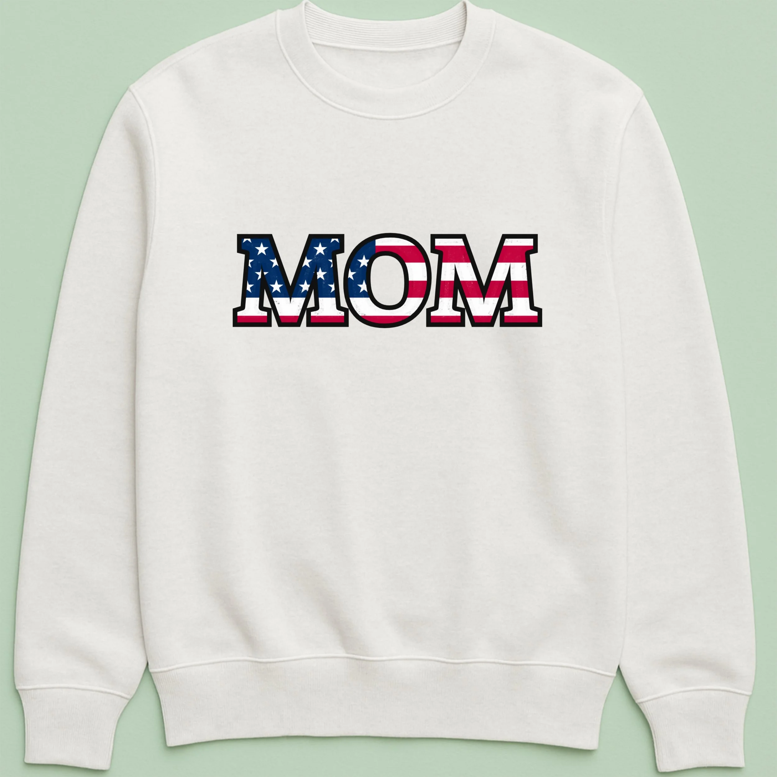American Flag MOM Sweatshirt – Patriotic Mom Crewneck – Red White Blue Mom Top – Mother’s Day Gift