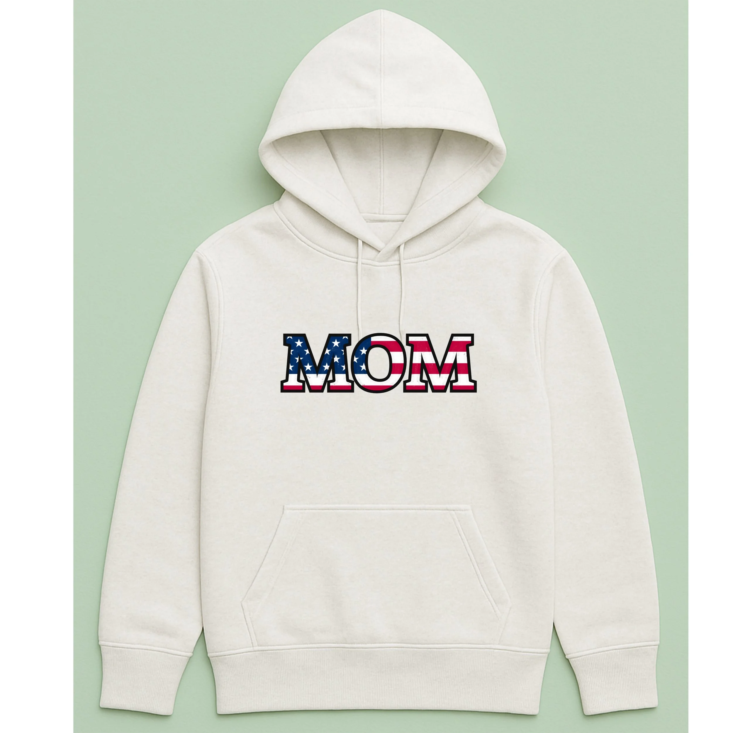 American Flag MOM Hoodie – Patriotic Mom Pullover – USA Stars and Stripes Hoodie – Mother’s Day Gift