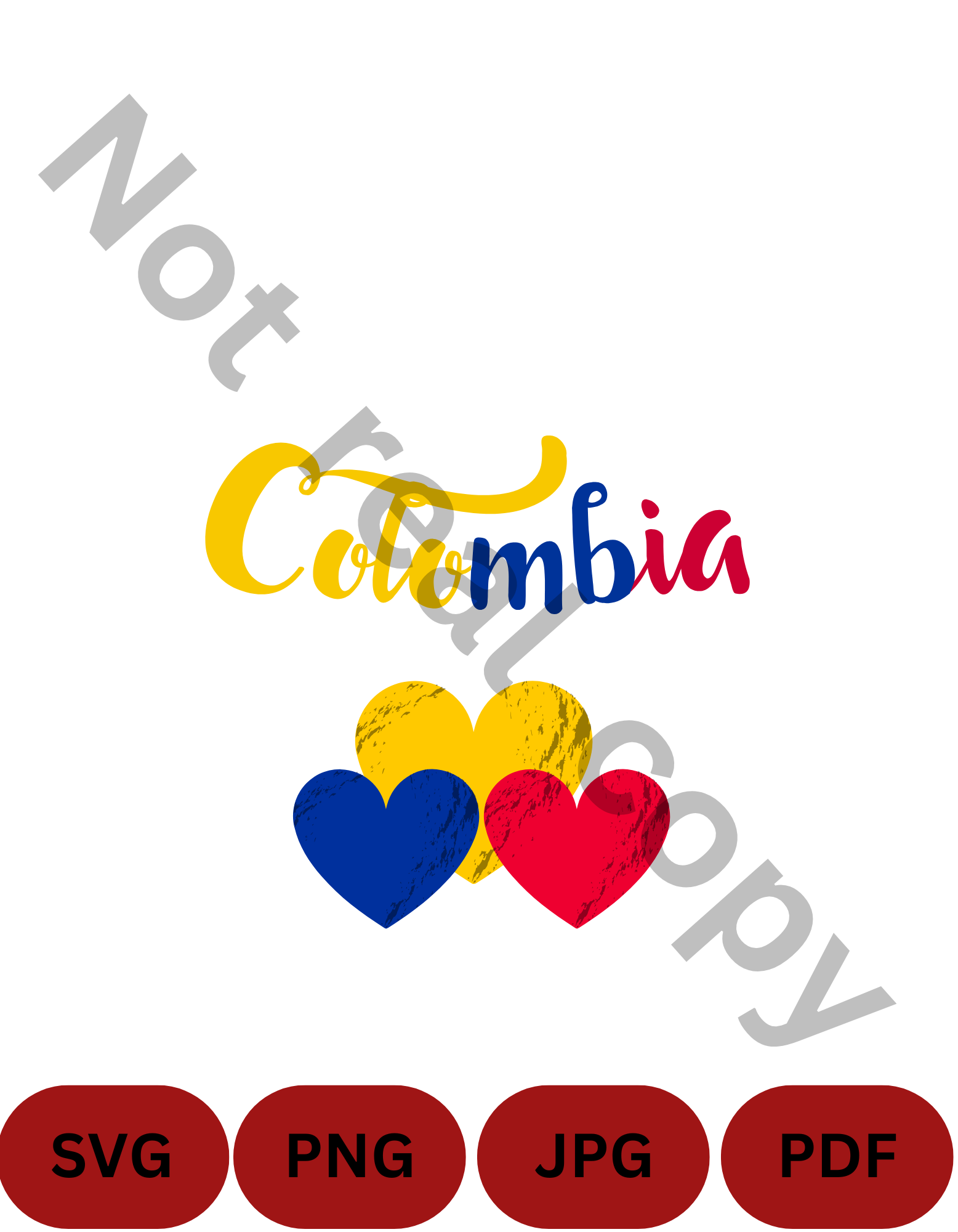 Colombia Hearts SVG, PDF, PNG, JPG – Yellow Blue Red Heart Digital Download – Patriotic Clipart – Colombia Cricut Cut File