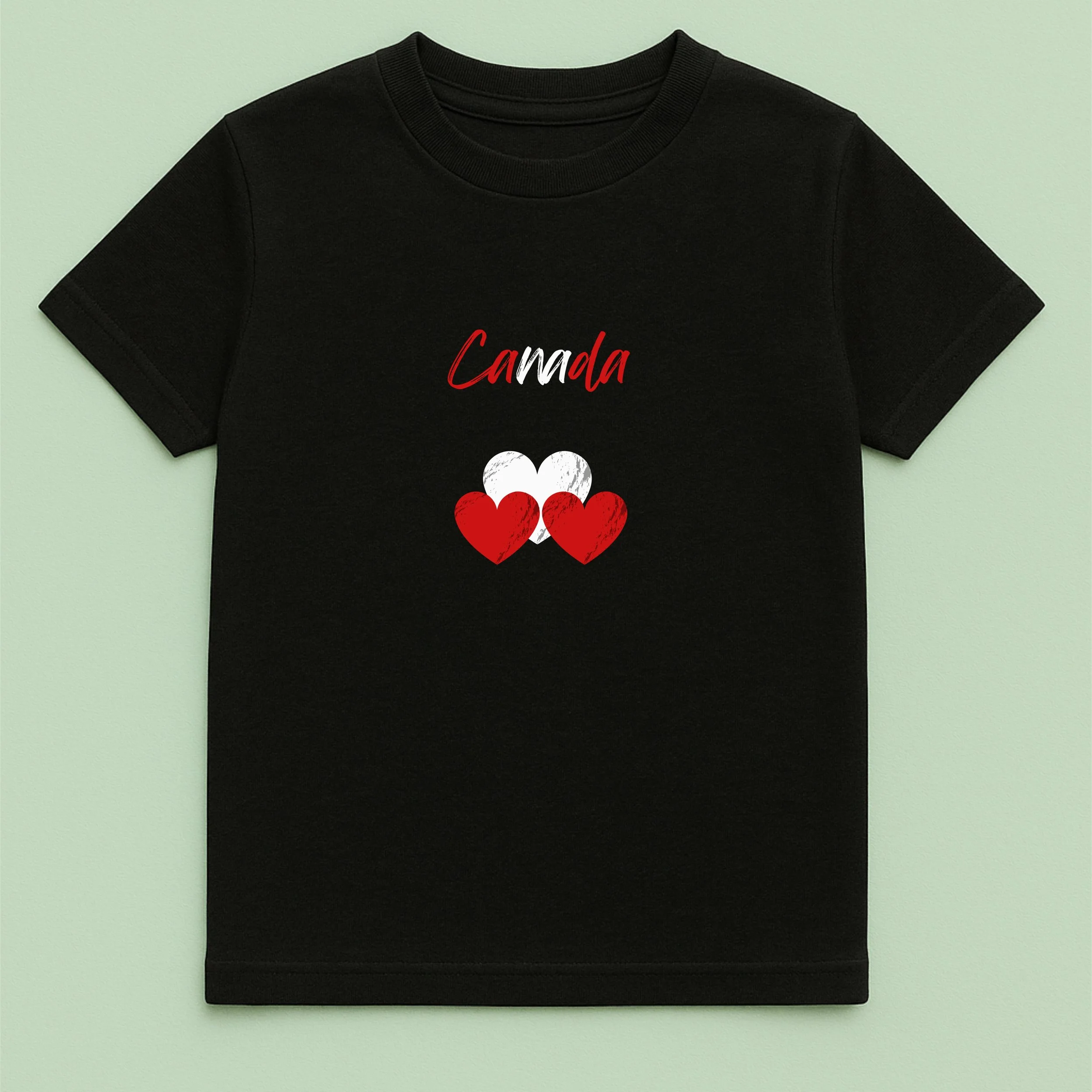 Kids Canada Hearts T-Shirt – Youth Red White Heart Shirt – Cute Canadian Pride Tee – Patriotic Kids Gift