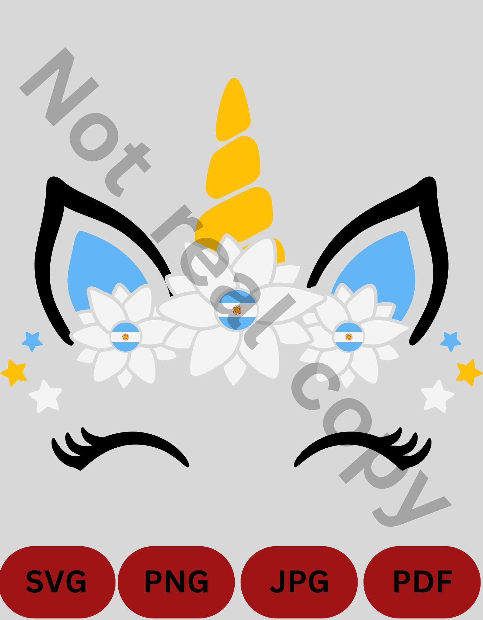 Argentina Unicorn SVG, PNG, PDF, AND JPG – Blue White Yellow Unicorn Digital Download – Patriotic Clipart – Argentina Cricut Cut File