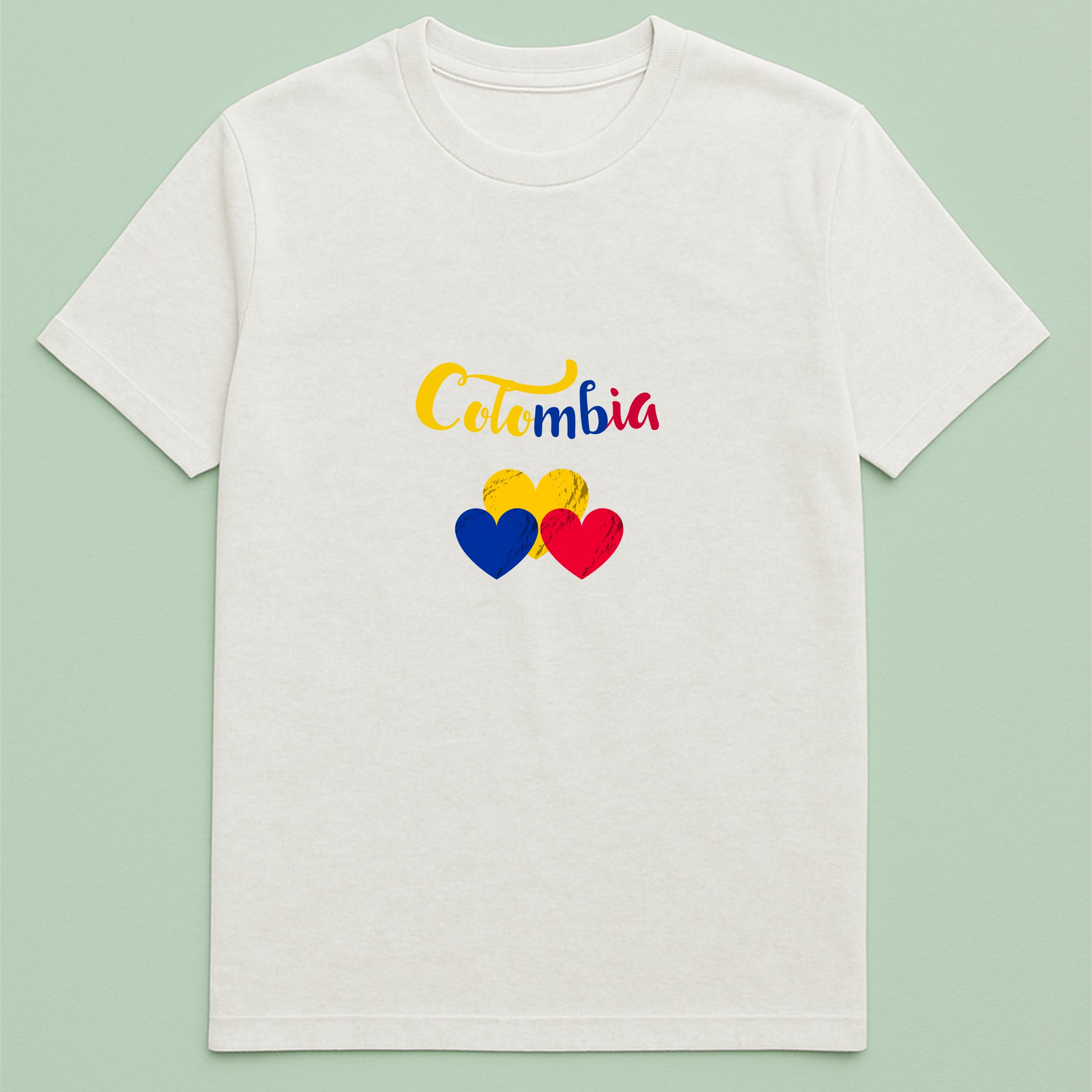 Colombia Hearts T-Shirt – Yellow Blue Red Heart Shirt – Colombian Pride Tee – Cute Colombia Gift