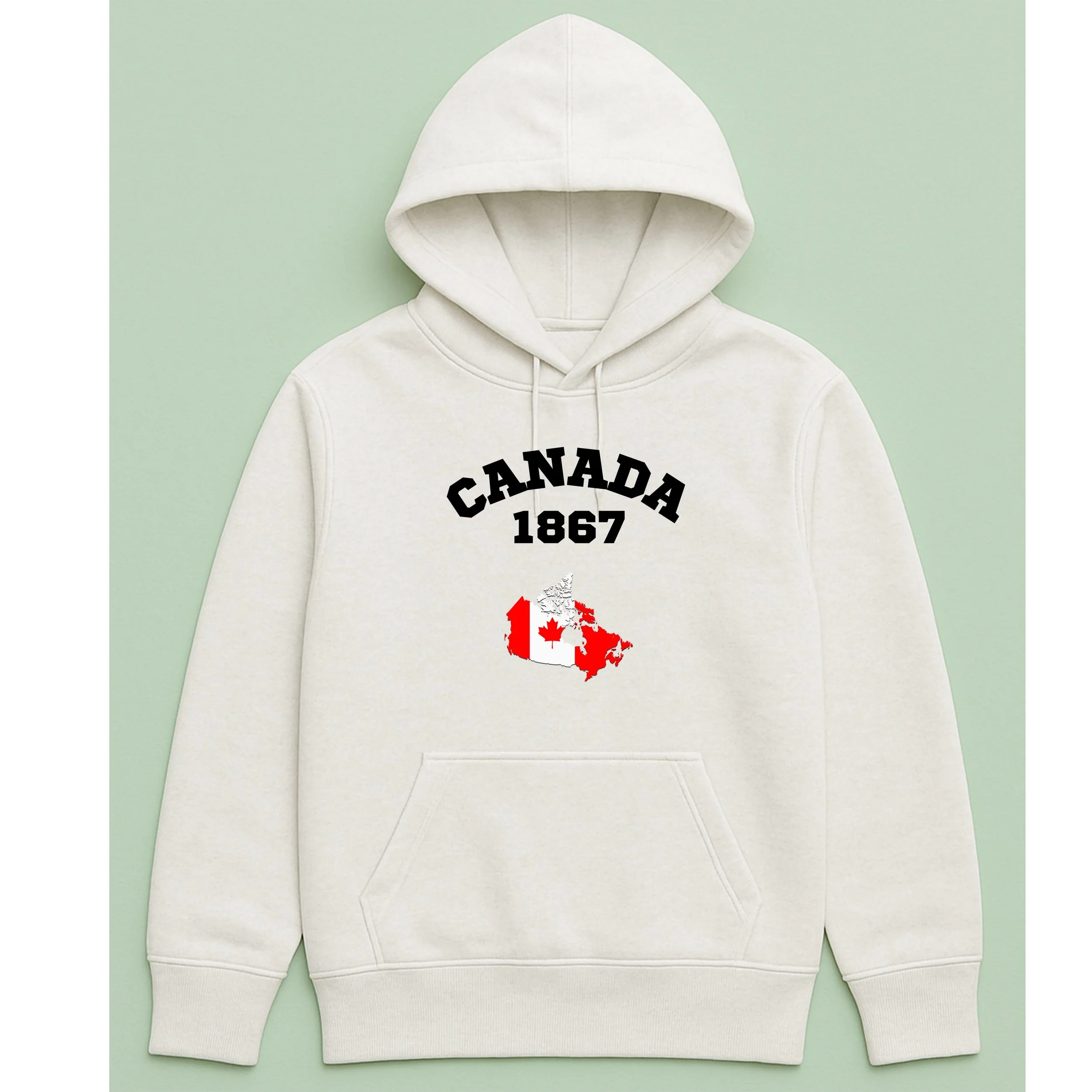Canada 1867 Hoodie – Canadian Confederation Pullover – Red Maple Leaf Map Hoodie – Unique Canada Gift