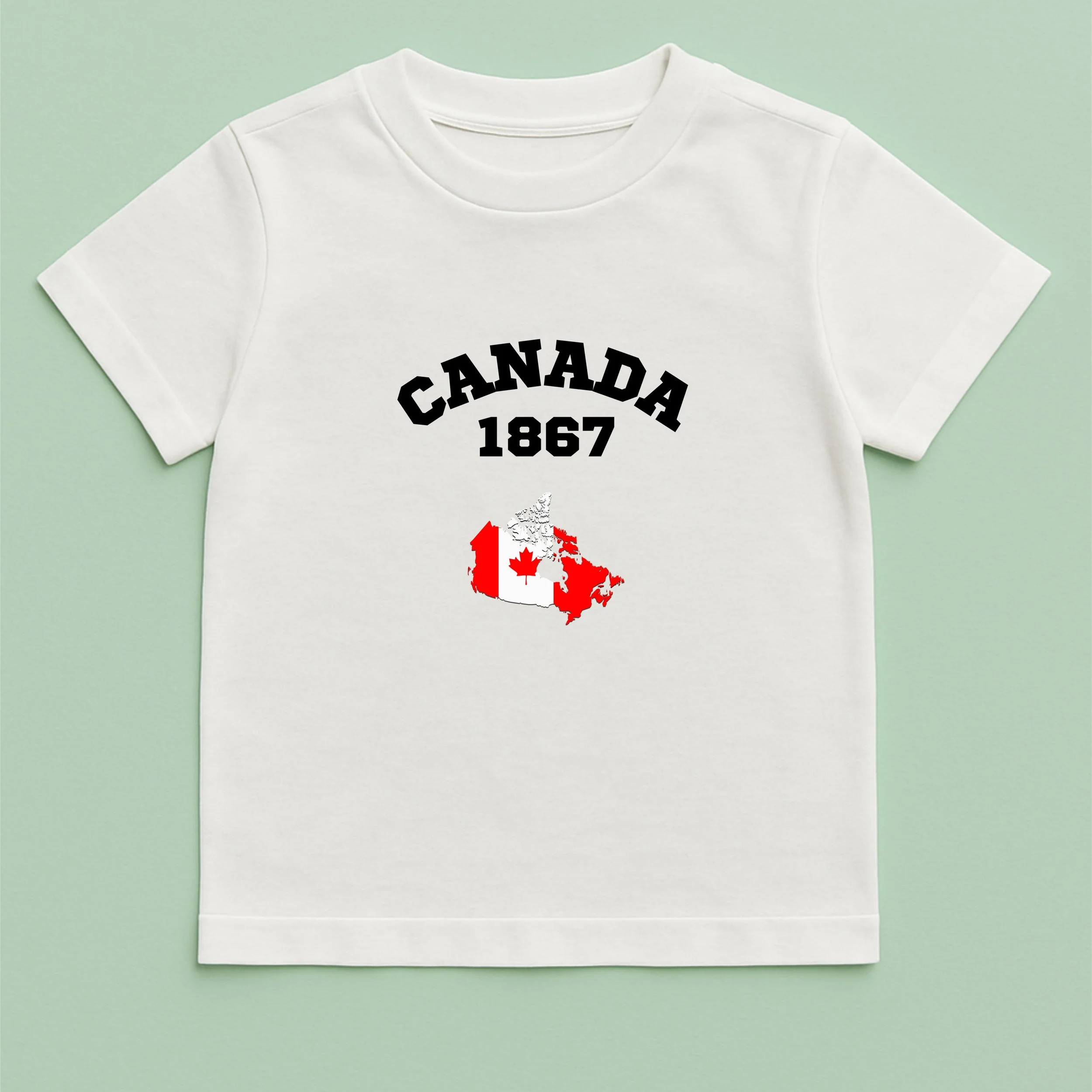 Kids Canada 1867 T-Shirt – Youth Independence Day Shirt – Canada Map Flag Kids Tee – Patriotic Youth Gift