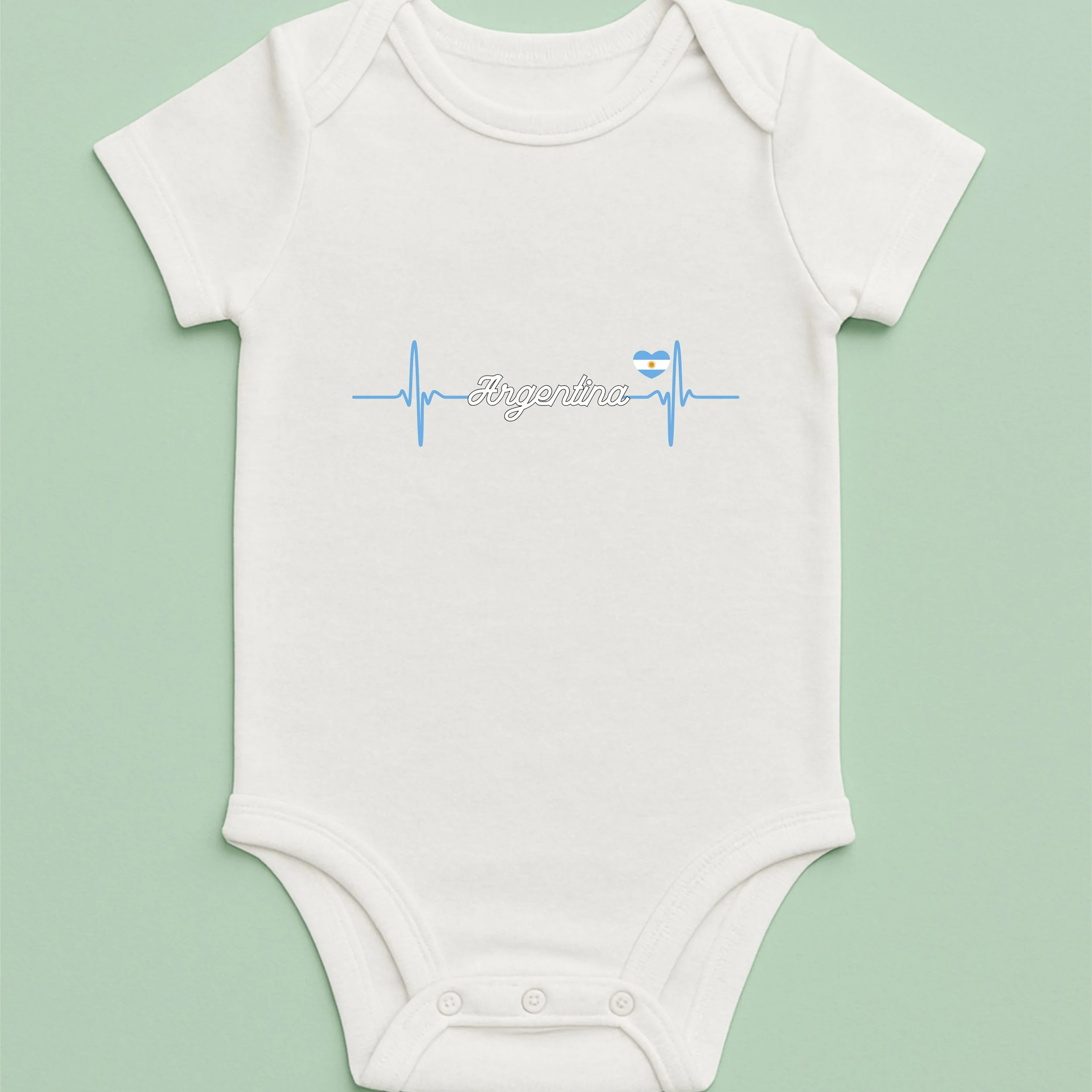 Argentina Heartbeat Baby Onesie – Blue White Heartbeat Bodysuit – Patriotic Baby Gift – Argentina Infant Outfit