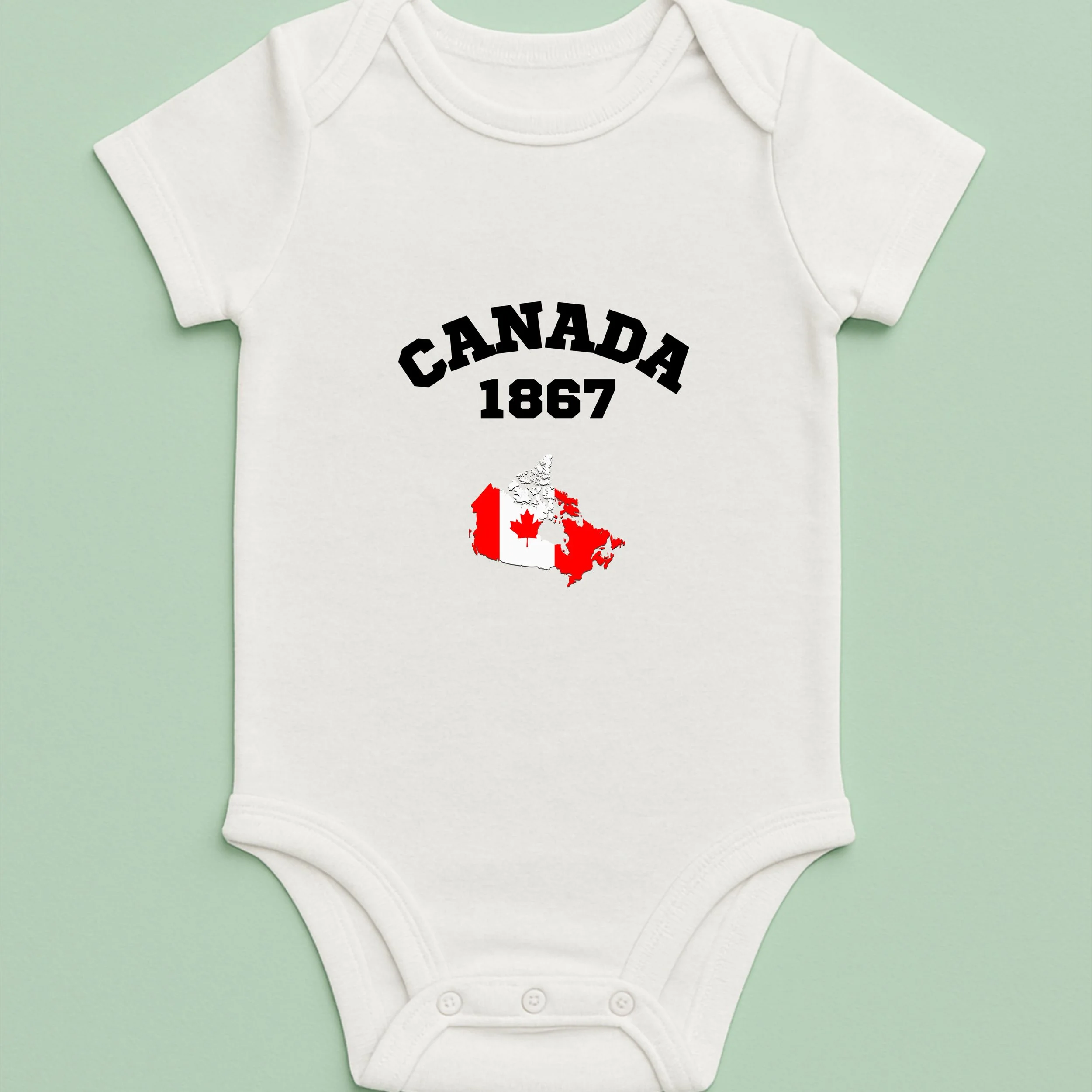 Canada 1867 Baby Onesie – Independence Day Map Bodysuit – Patriotic Baby Gift – Canada Infant Outfit