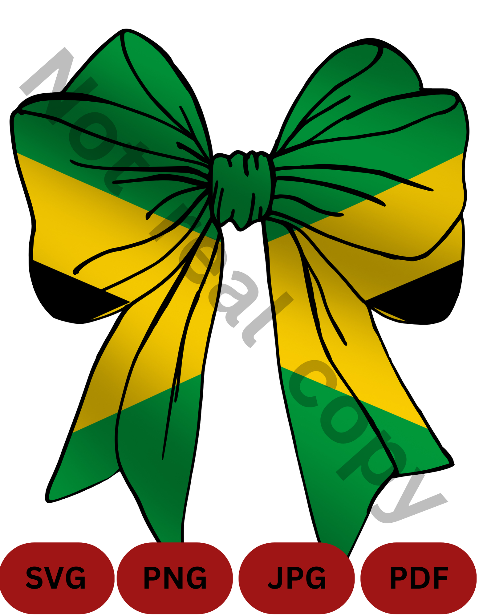 Jamaica Flag Bow SVG, PNG, JPG, PDF| Jamaican Pride Hair Bow Design | Caribbean Digital Download | Rastafarian Colors | Commercial Use | Instant Download