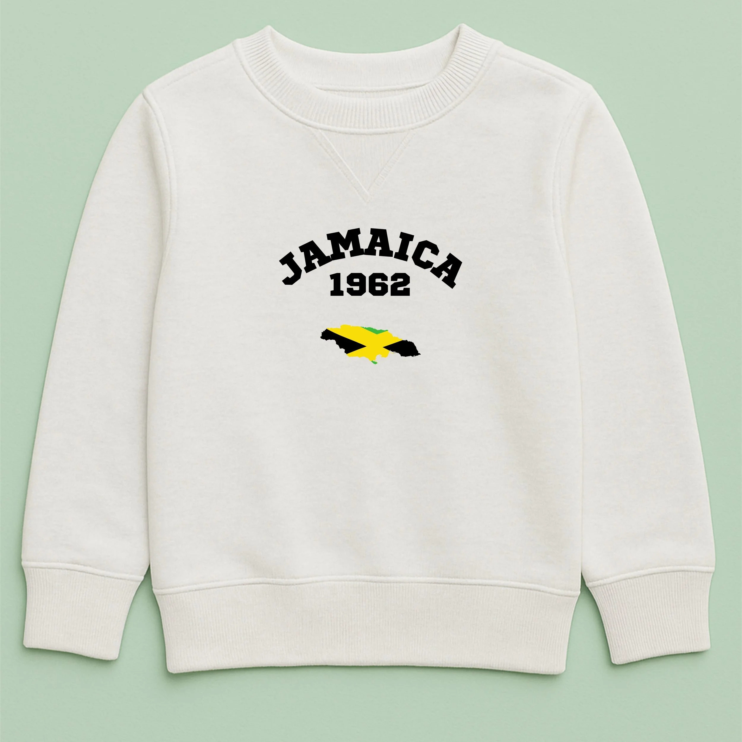 Kids Jamaica 1962 Sweatshirt – Youth Independence Day Crewneck – Jamaica Map Flag Kids Top – Patriotic Youth Sweatshirt
