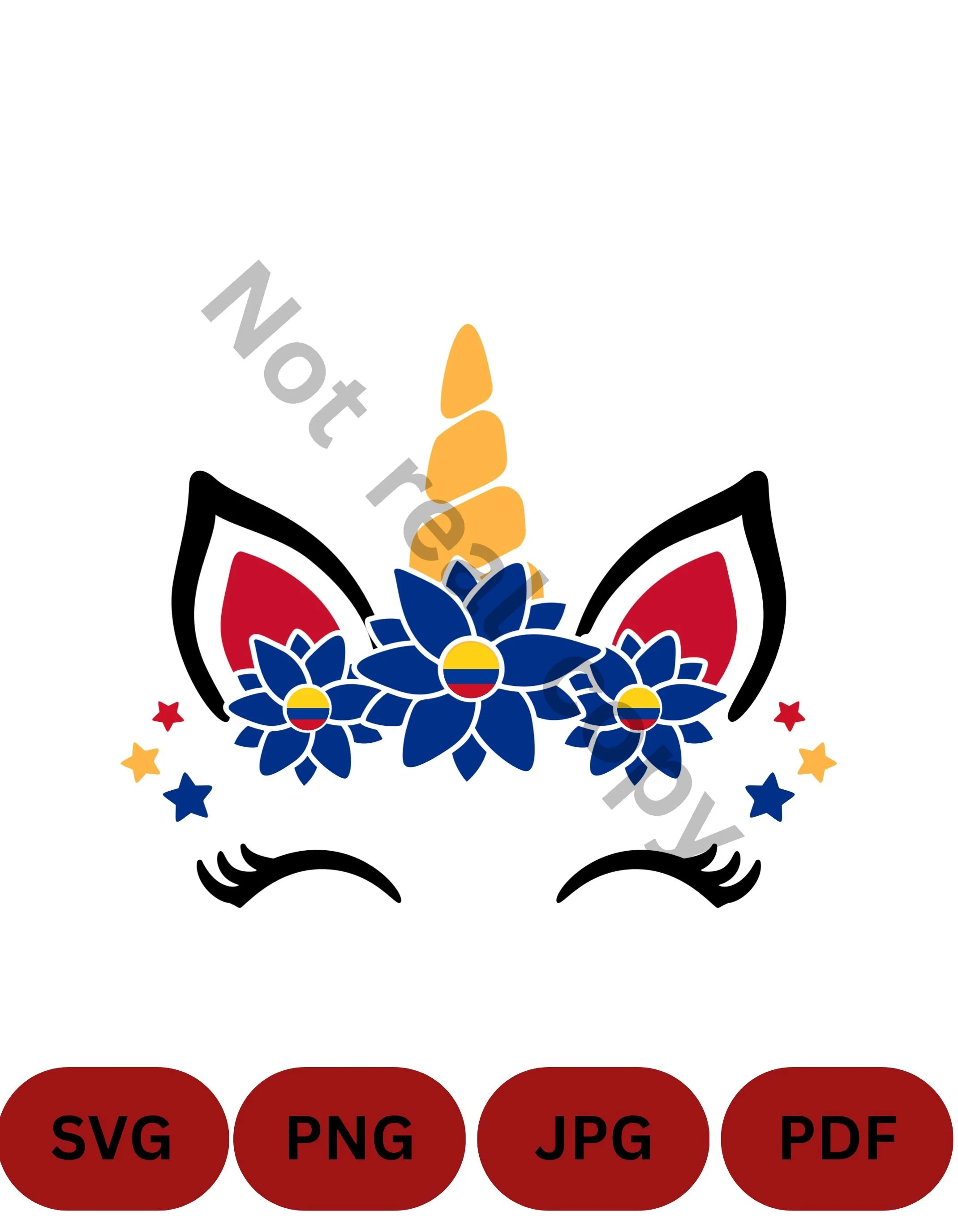 Colombian Unicorn SVG, PNG, PDF and JPG | Colombia Flag Digital Design | Hispanic Heritage Cut File | Latina Pride Digital Download | Commercial Use | Instant Download