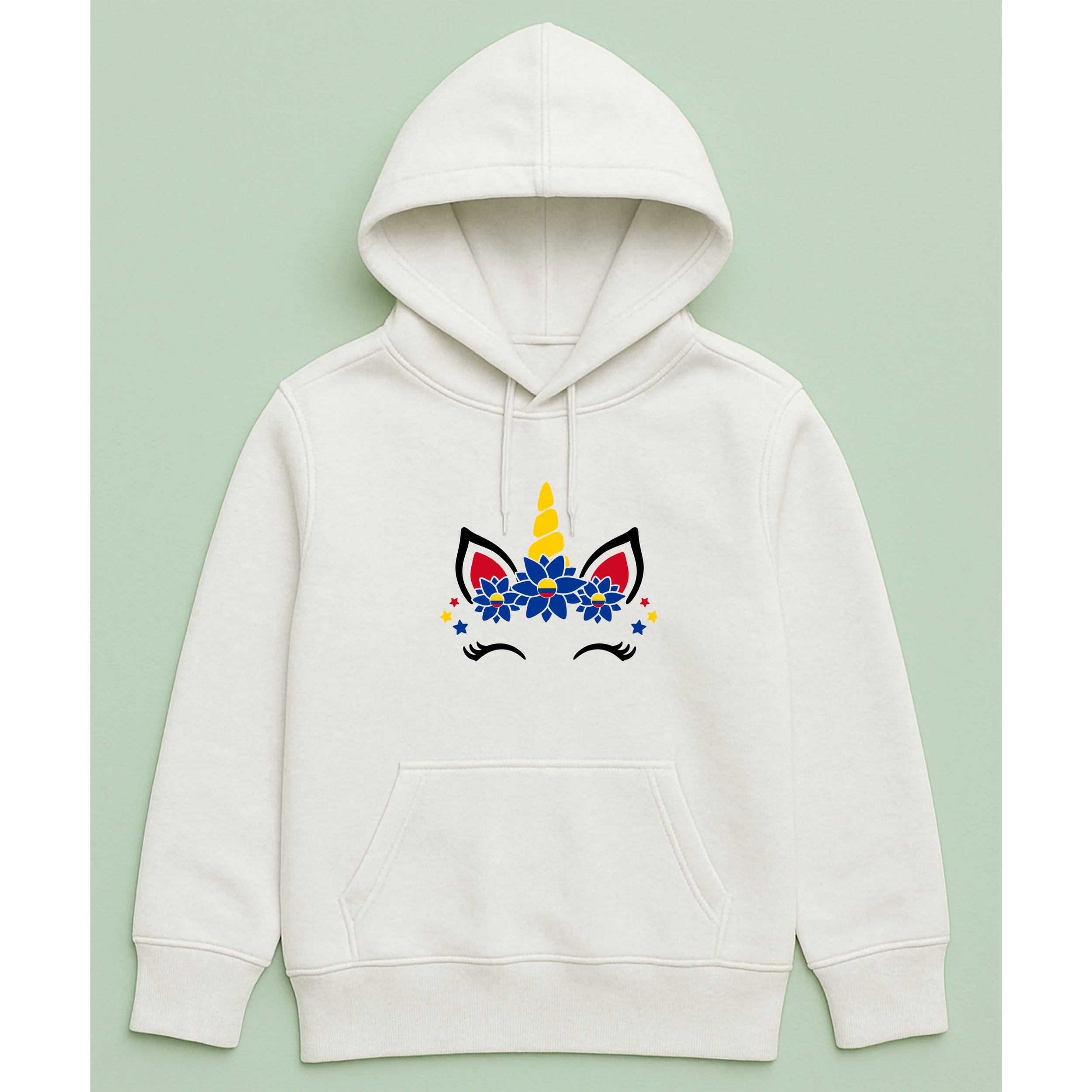 Kids Colombia Unicorn Hoodie – Youth Yellow Blue Red Unicorn Pullover – Cute Colombian Pride Hoodie – Magical Kids Gift