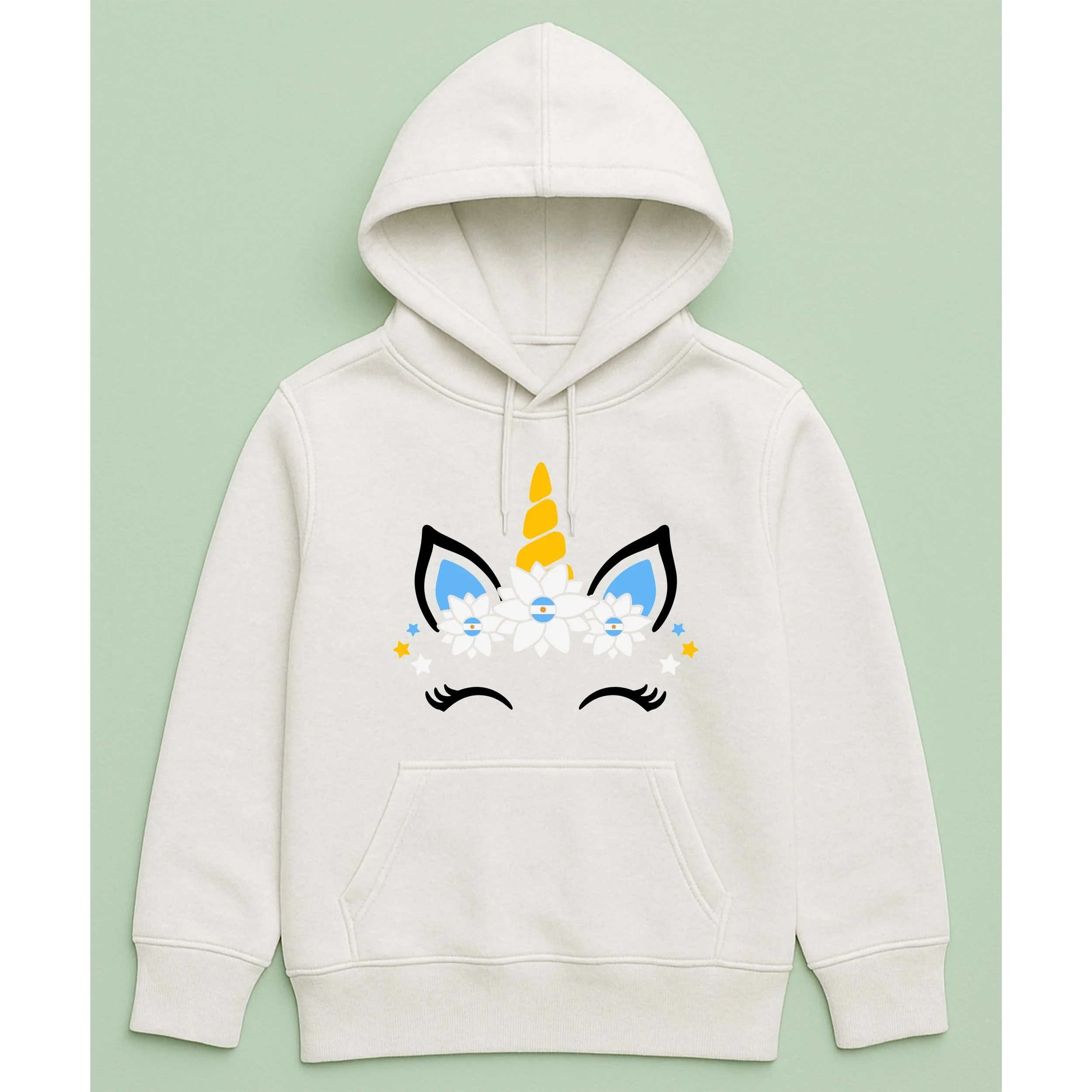 Kids Argentina Unicorn Hoodie – Youth Blue White Unicorn Pullover – Cute Argentinian Pride Hoodie – Magical Kids Gift