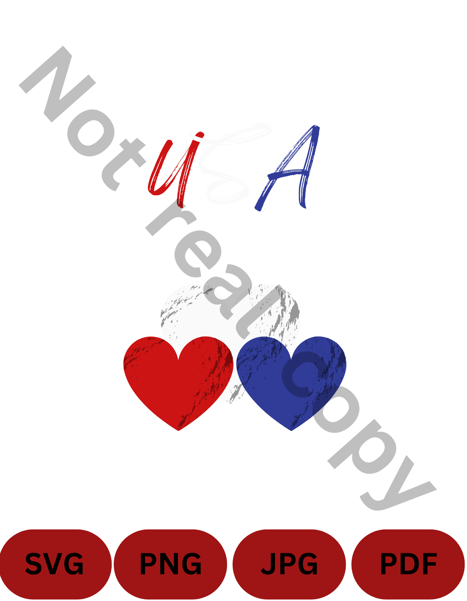 USA Hearts SVG, PNG, PDF, JPG – Red White Blue Heart Digital Download – Patriotic Clipart – America Cricut Cut File