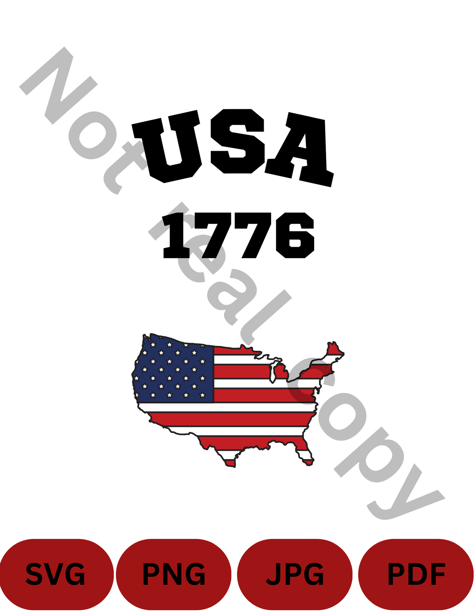 USA Map 1776 SVG, PNG, PDF, JPG – American Flag Map Digital Download – Patriotic Clipart – 4th of July Cricut Cut File