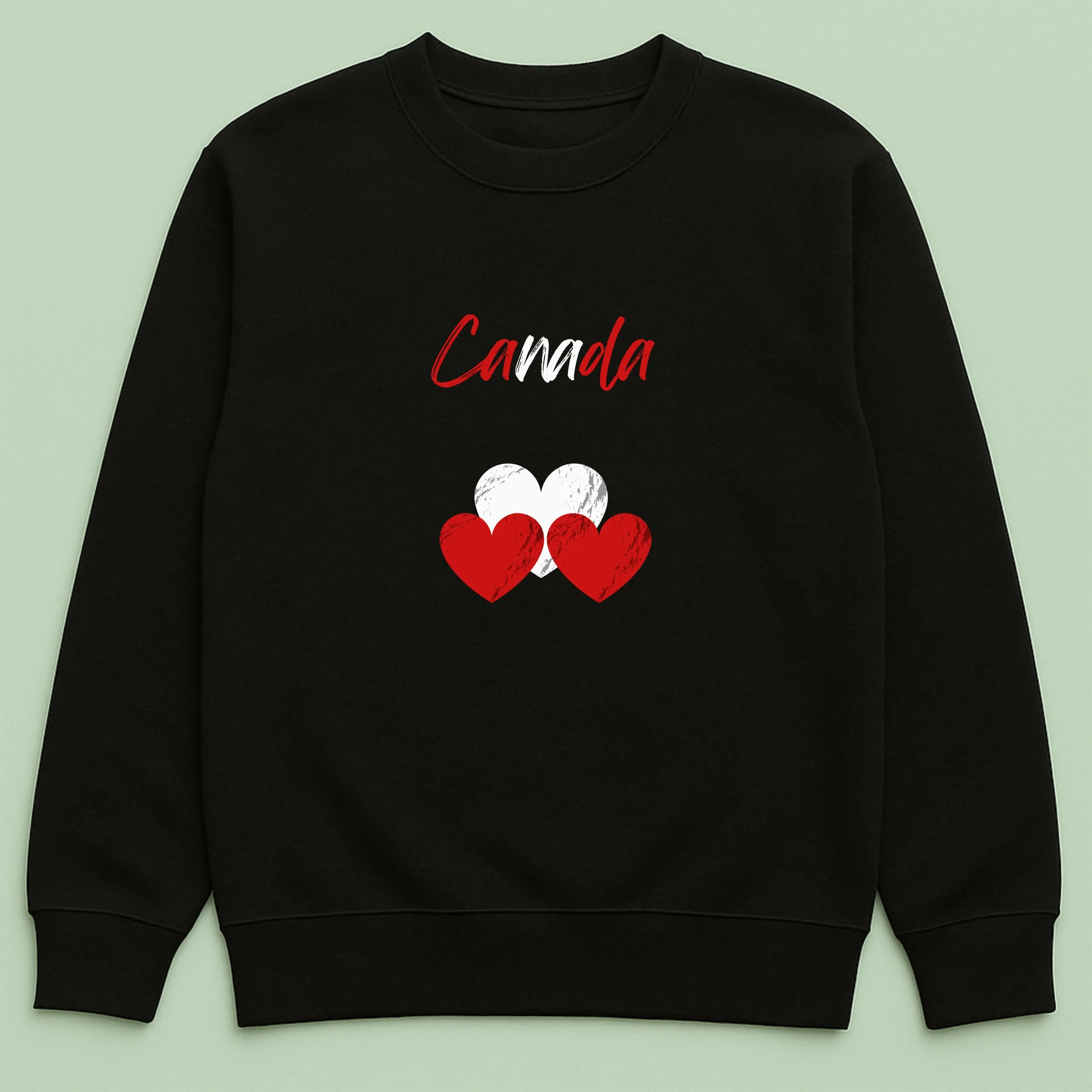 Canada Hearts Sweatshirt – Red White Heart Crewneck – Canadian Pride Top – Cute Canada Day Sweatshirt