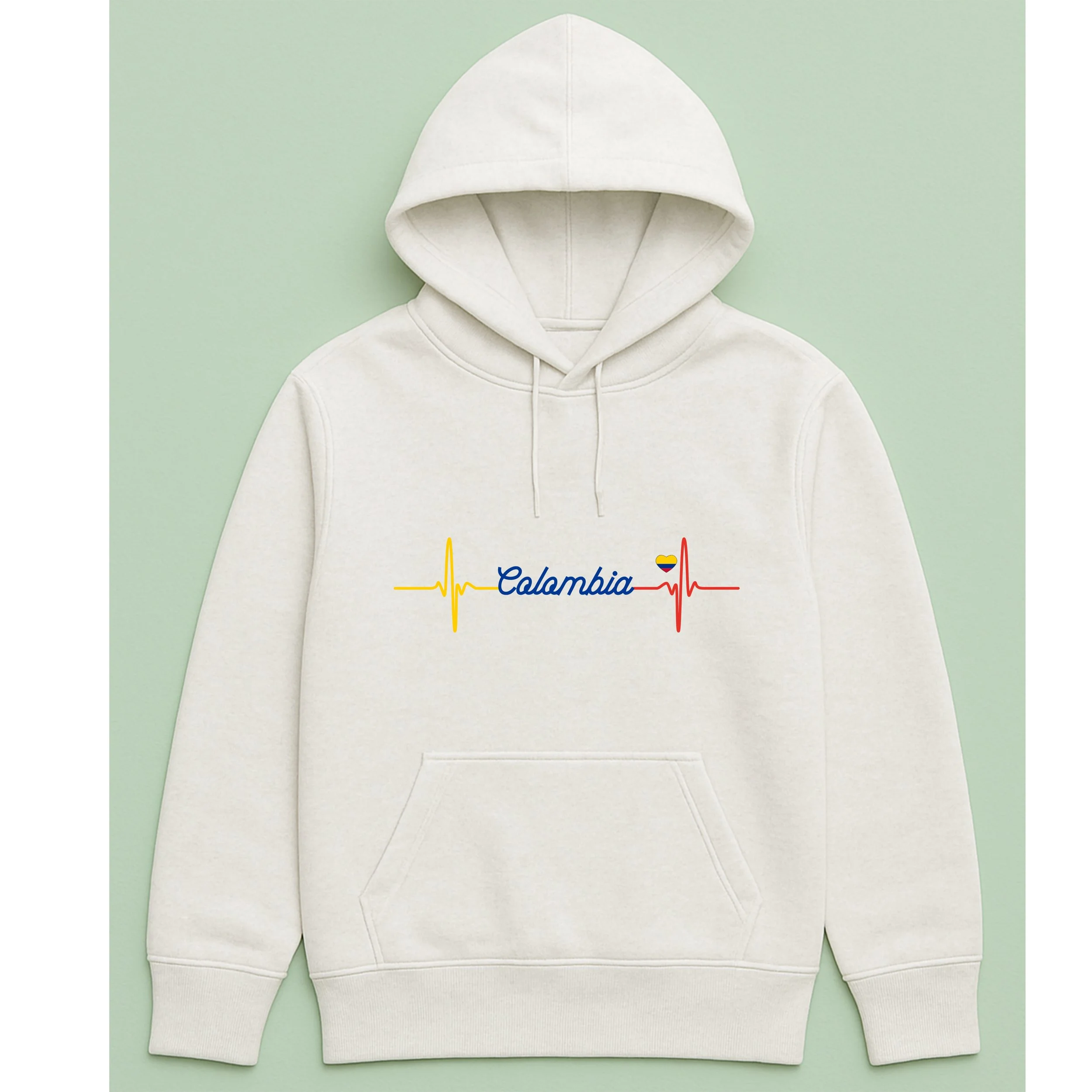 Colombia Heartbeat Hoodie – Yellow Blue Red Heartbeat Pullover – Colombian Pride Hoodie – Unique Colombia Gift