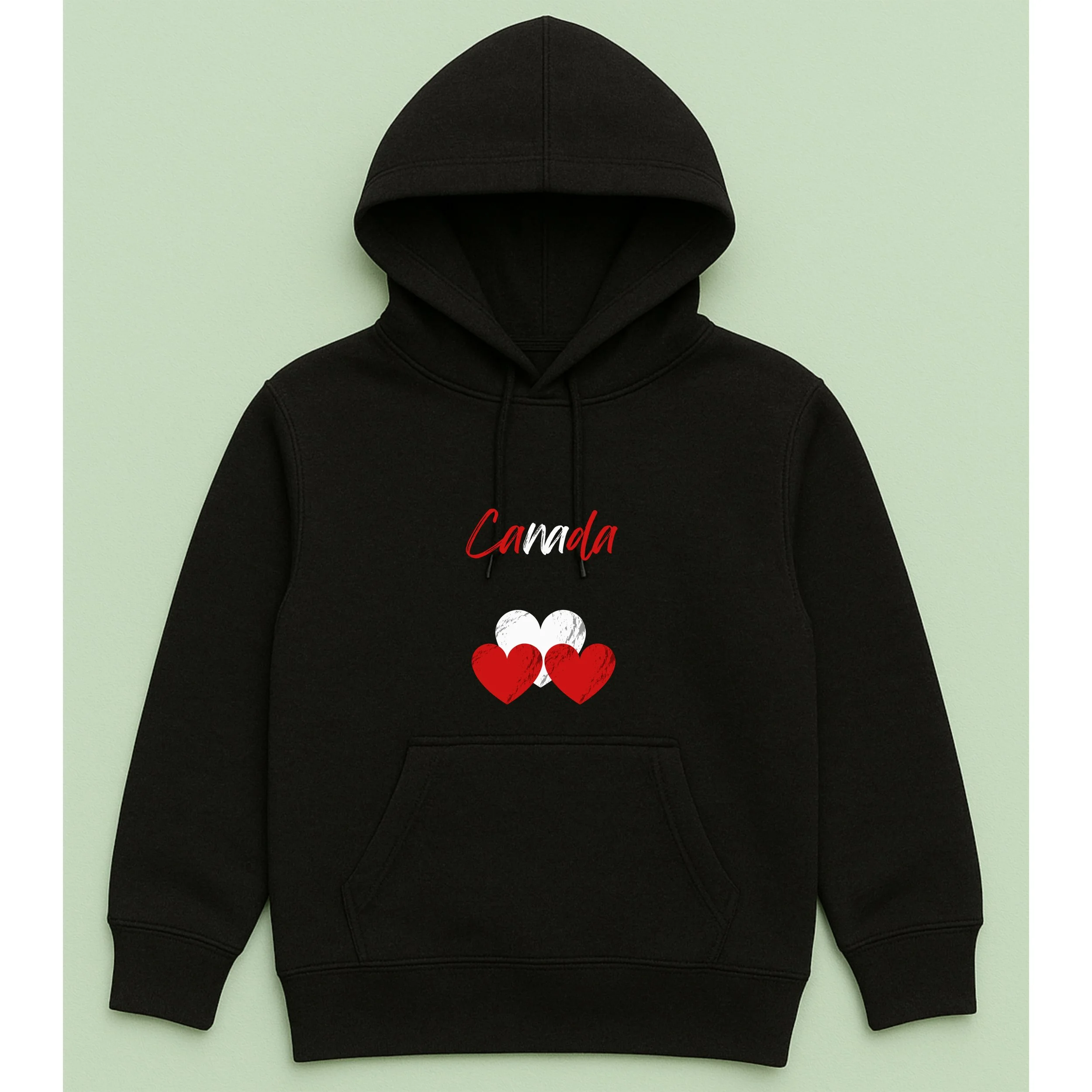 Kids Canada Hearts Hoodie – Youth Red White Heart Pullover – Cute Canadian Pride Hoodie – Patriotic Kids Gift