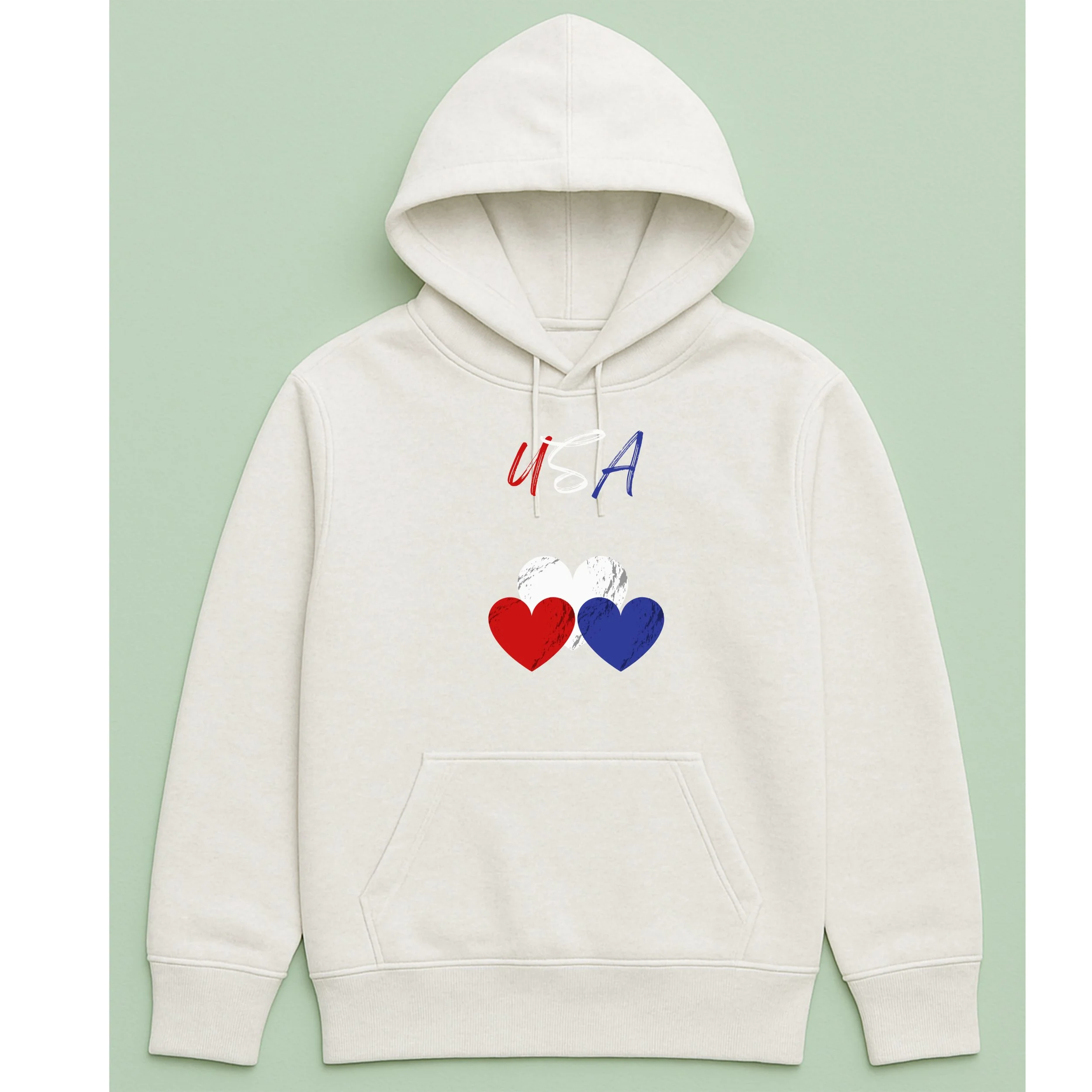 American Trip Heart Hoodie – USA Heart Pullover – Patriotic Red White Blue Travel Hoodie – Unique Independence Day Gift