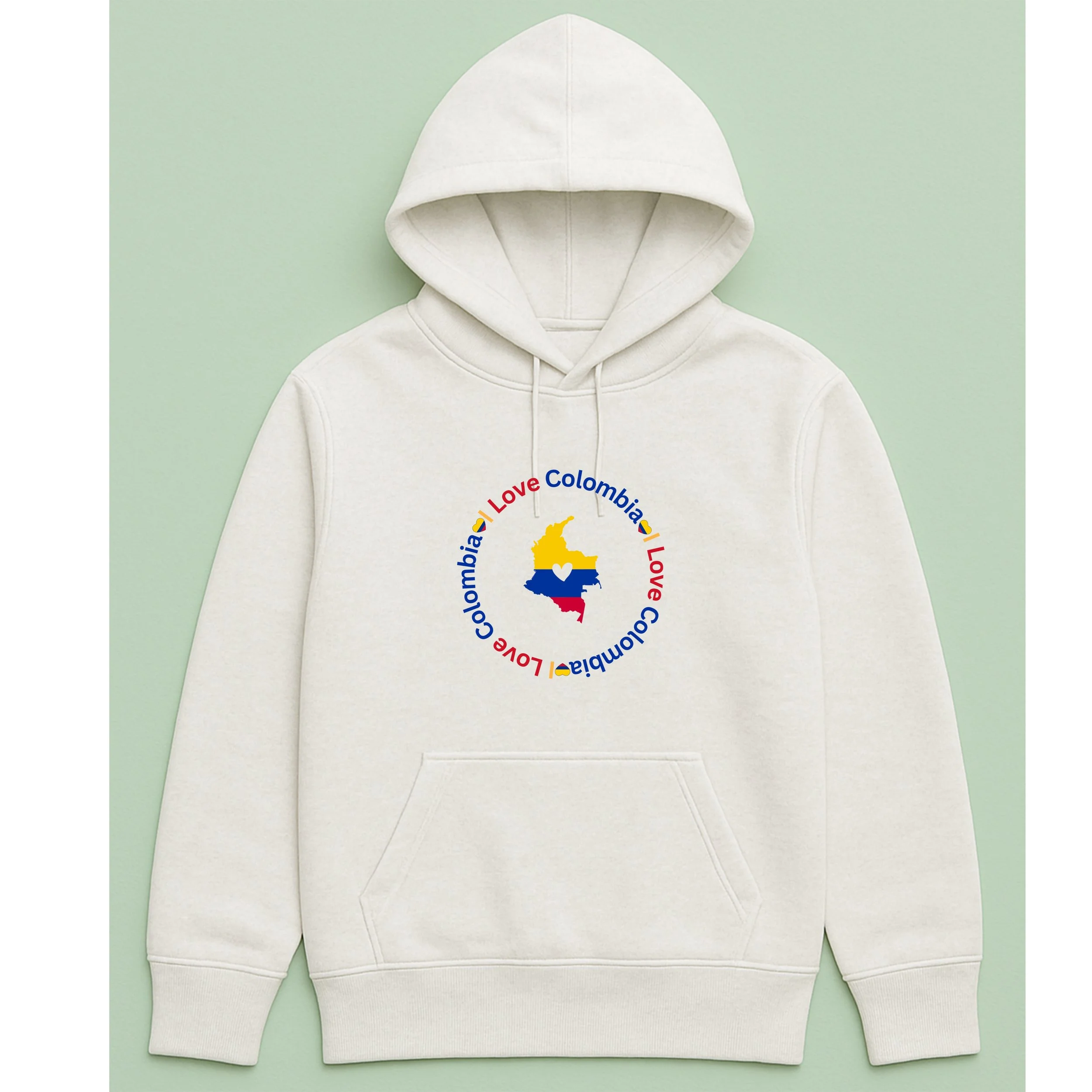 I Love Colombia Hoodie – Colombia Map Heart Pullover – Yellow Blue Red Hoodie – Unique Colombian Pride Hoodie