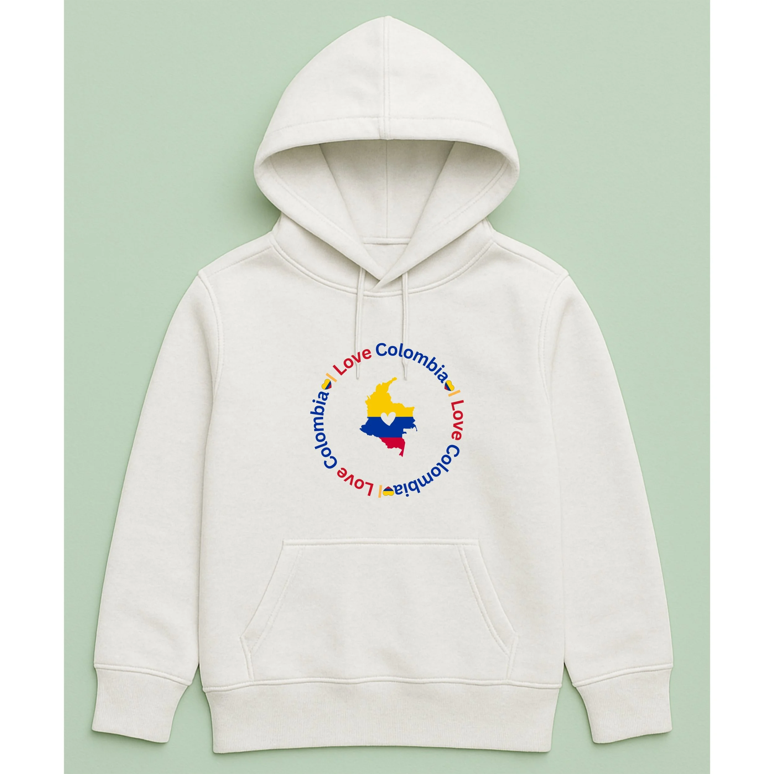 Kids I Love Colombia Hoodie – Youth Colombia Map Heart Pullover – Yellow Blue Red Kids Hoodie – Patriotic Youth Gift