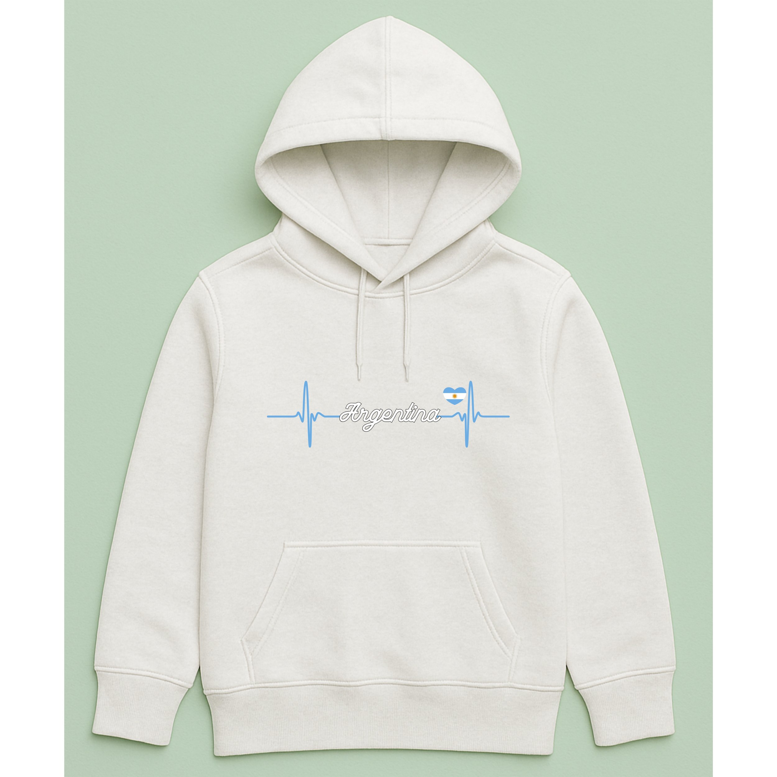 Kids Argentina Heartbeat Hoodie – Youth Blue White Heartbeat Pullover – Argentinian Pride Kids Hoodie – Patriotic Youth Gift