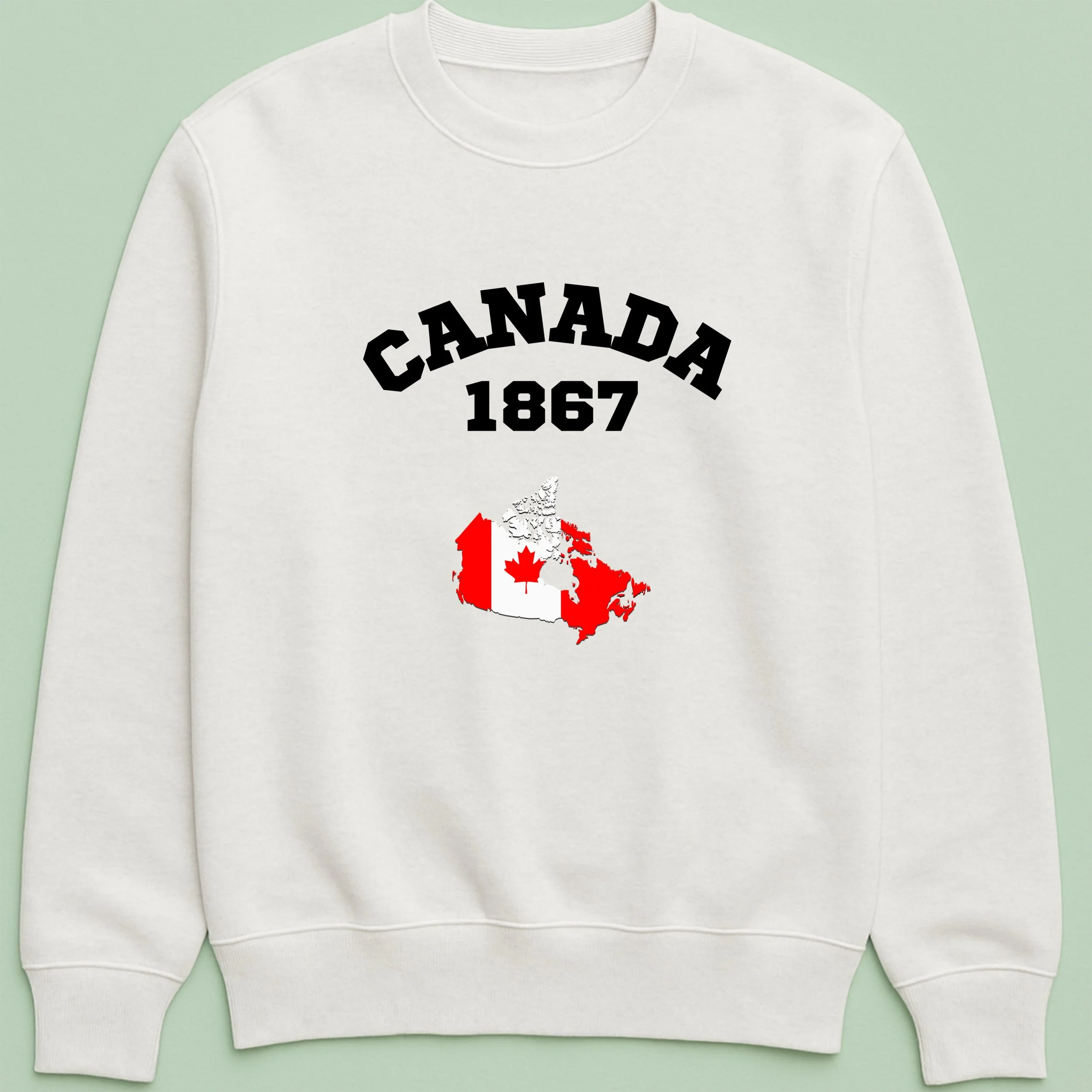 Canada 1867 Sweatshirt – Canadian Confederation Crewneck – Red Maple Leaf Map Top – Patriotic Canada Sweatshirt