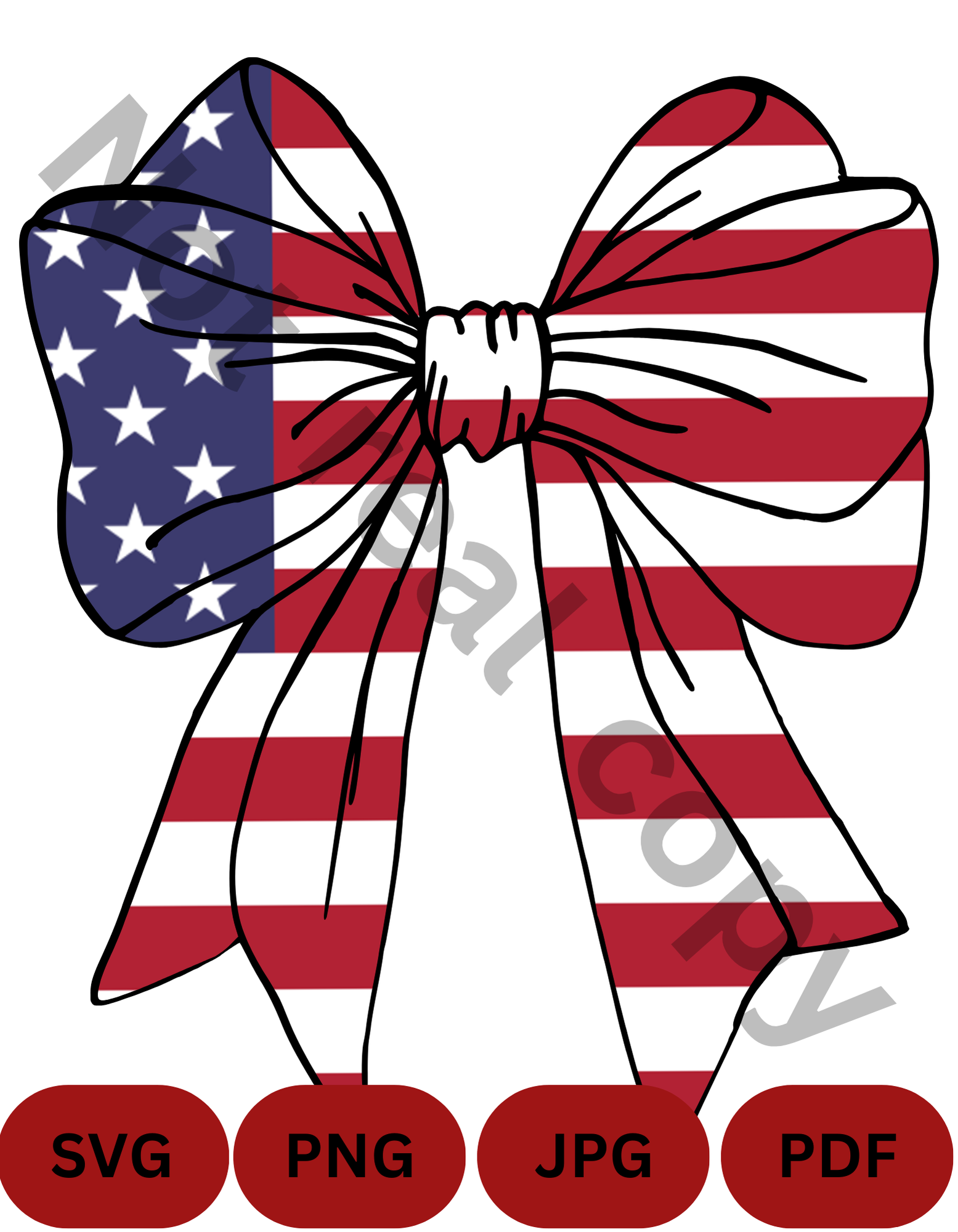 American Flag Bow SVG, PDF, PNG, JPG – Stars and Stripes Bow Digital Download – Patriotic Clipart – 4th of July Cricut Cut File