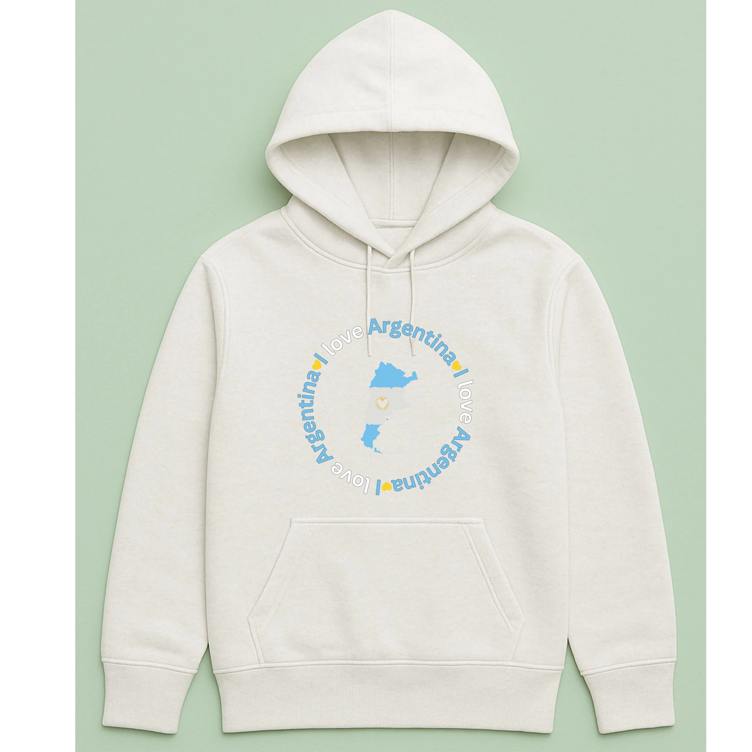 I Love Argentina Hoodie – Argentina Map Heart Pullover – Blue White Yellow Hoodie – Unique Argentinian Gift