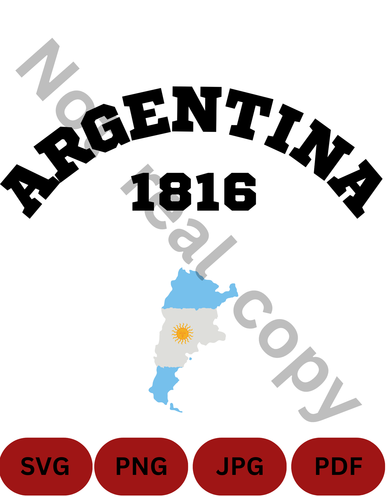 Argentina Map SVG, PNG, JPG, PDF – Simple Flag Map Digital Download – Patriotic Clipart – Argentina Cricut Cut File