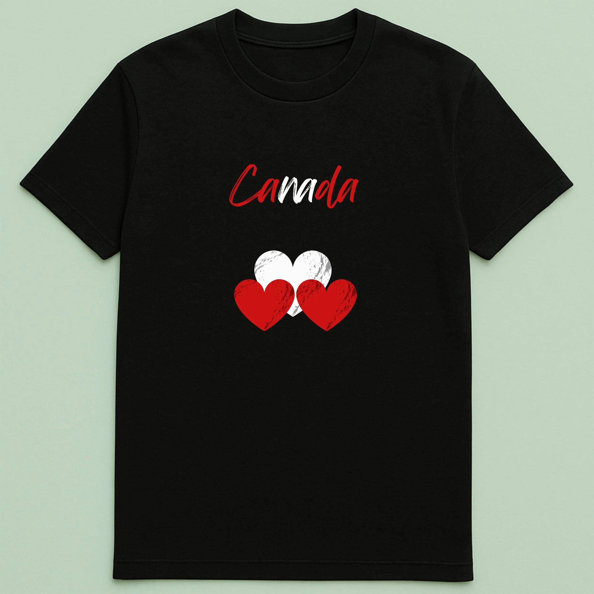 Canada Hearts T-Shirt – Red White Heart Shirt – Canadian Pride Tee – Cute Canada Day Gift