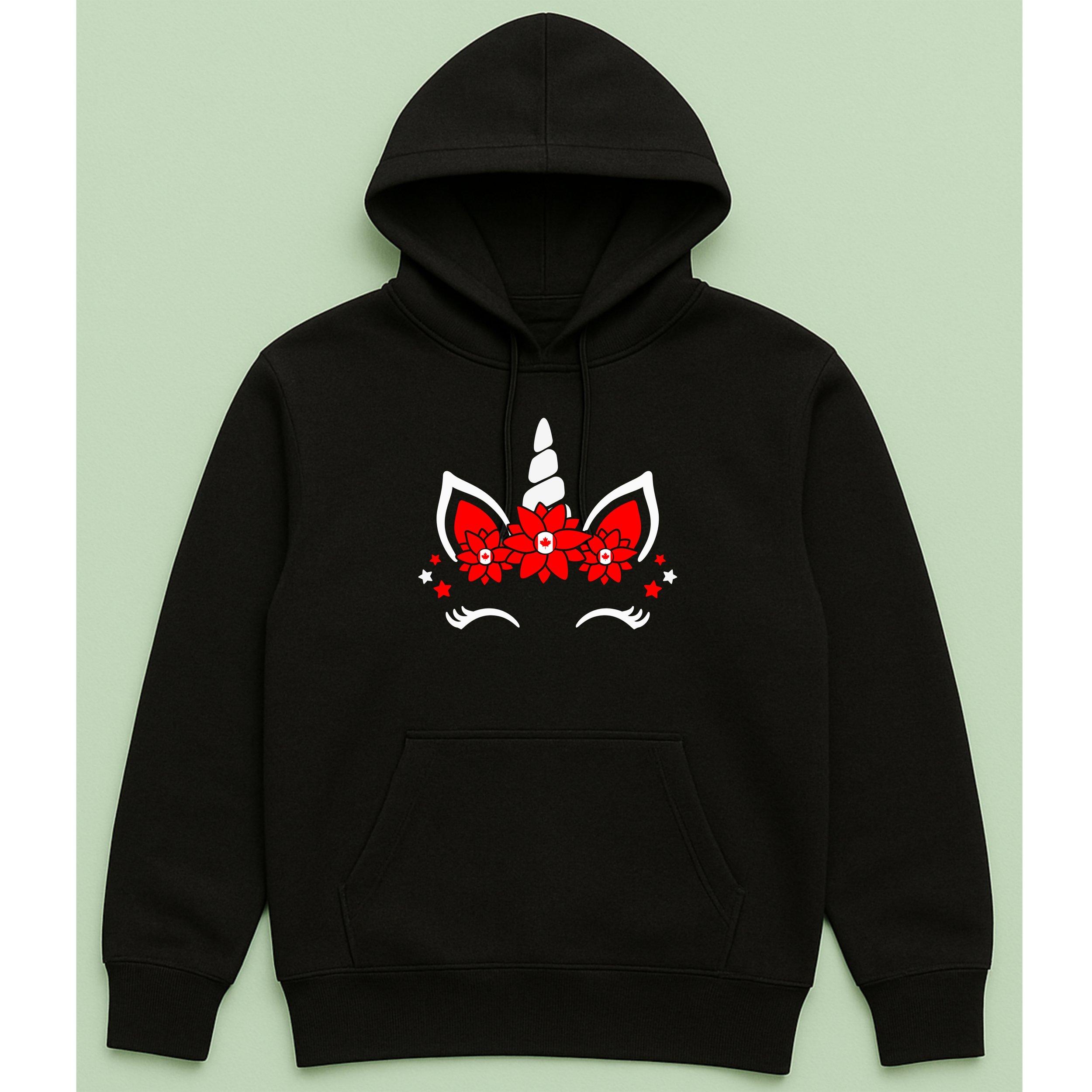Canada Unicorn Hoodie – Red White Maple Leaf Unicorn Pullover – Cute Canadian Pride Hoodie – Magical Canada Day Gift