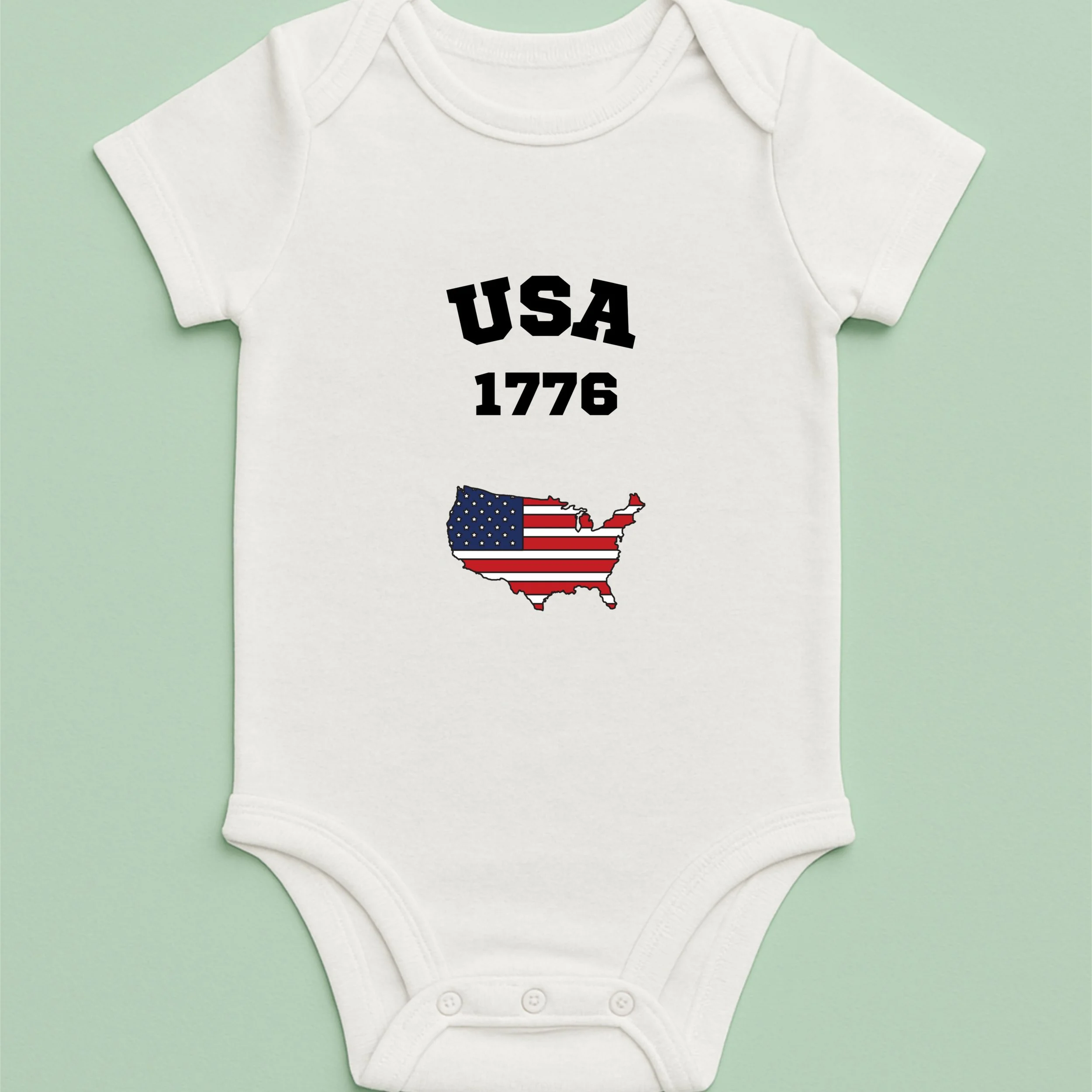 USA 1776 Baby Onesie – Independence Day Map Bodysuit – Patriotic Baby Gift – 4th of July Infant Outfit