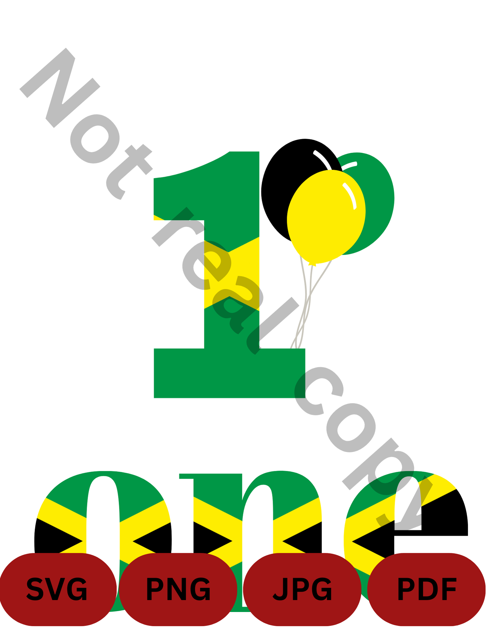 Jamaican First Birthday SVG, PDF, JPG, PNG Jamaica Flag Colors Number One, Caribbean Theme Party Design, Commercial Use Digital Download