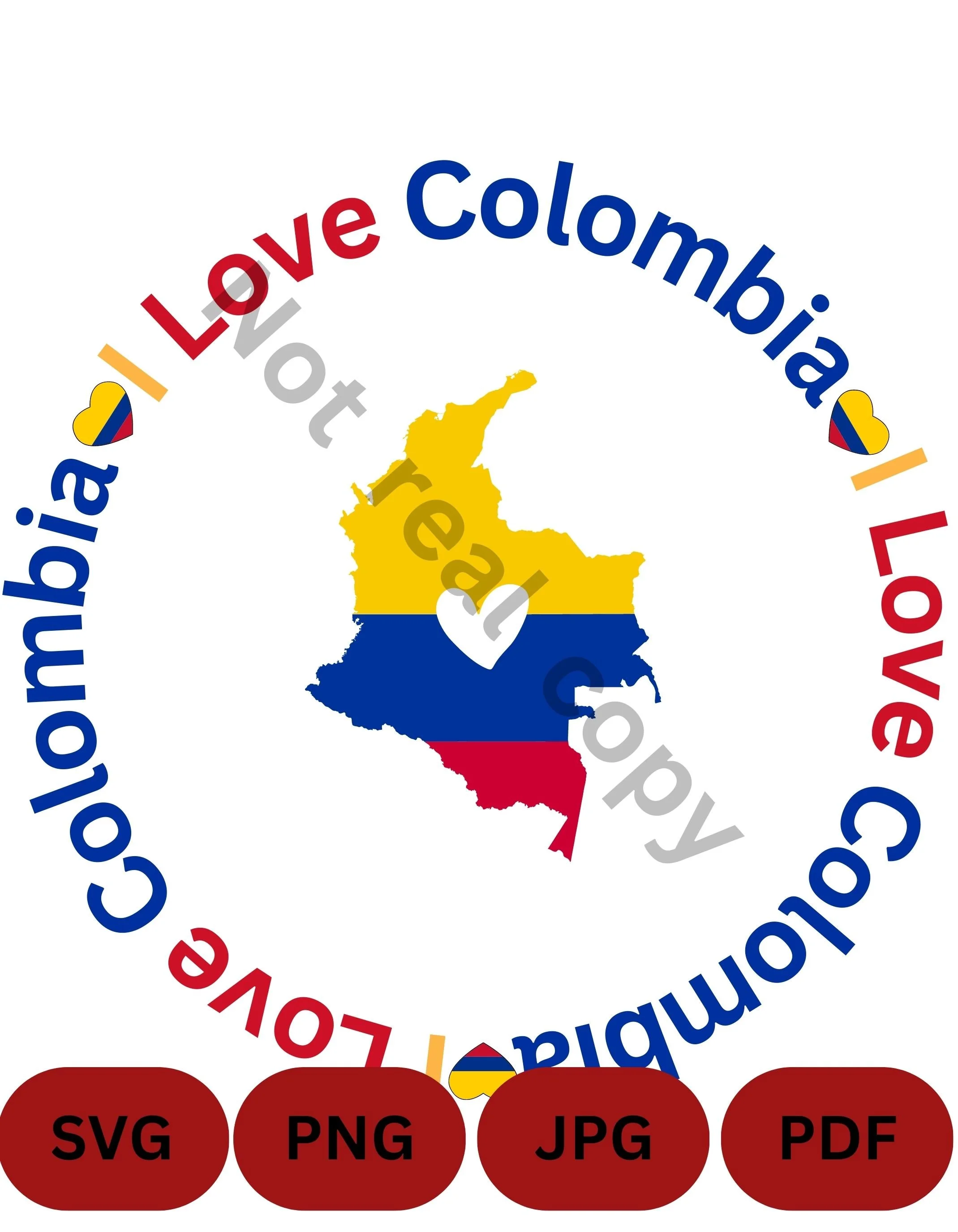 I Love Colombia SVG, PNG, JPG, PDF – Colombia Map Heart Circle Digital Download – Patriotic Clipart – Colombia Cricut Cut File