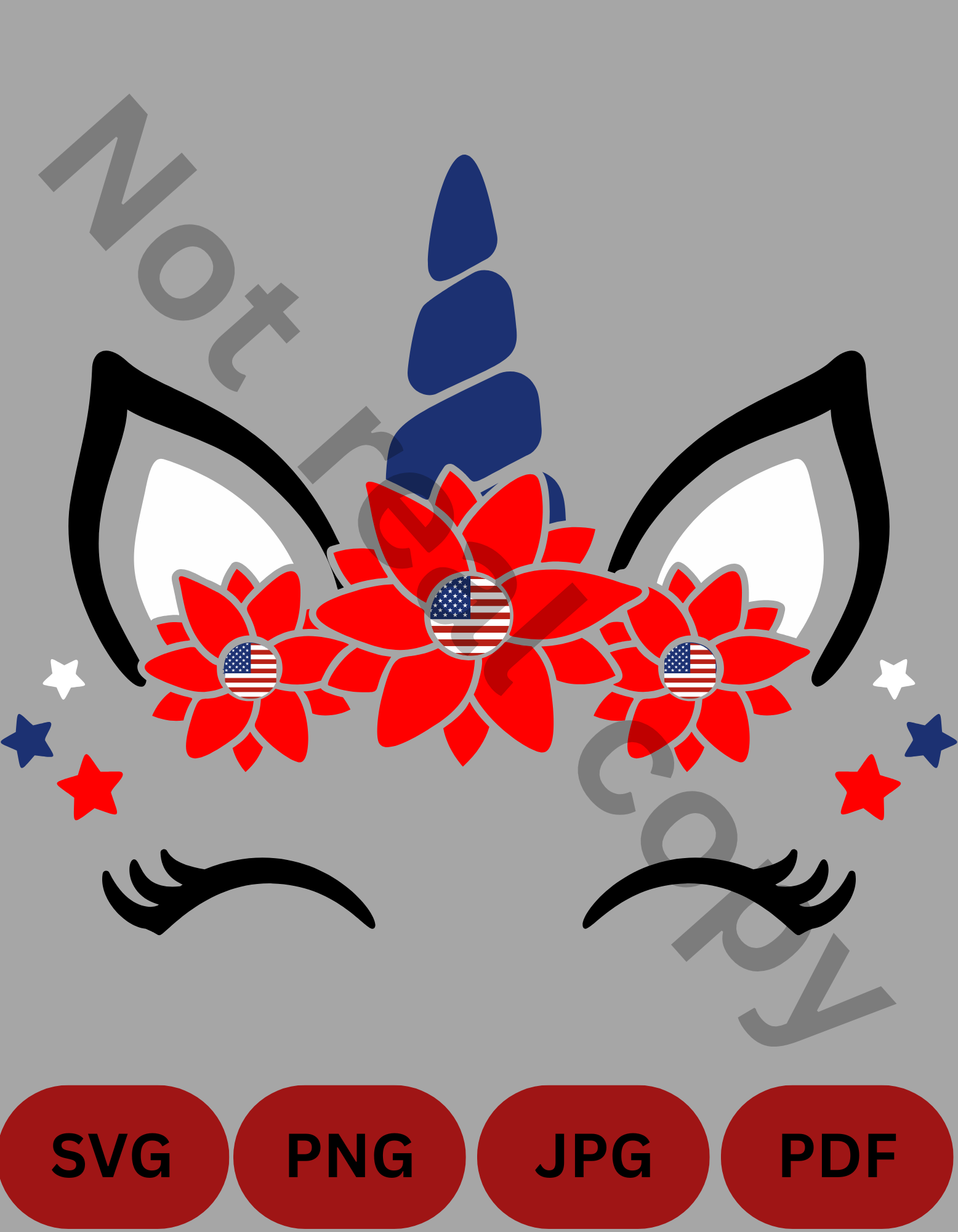 USA Unicorn SVG, PNG, PDF, JPG – Red White Blue Unicorn Digital Download – Patriotic Clipart – 4th of July Cricut Cut File