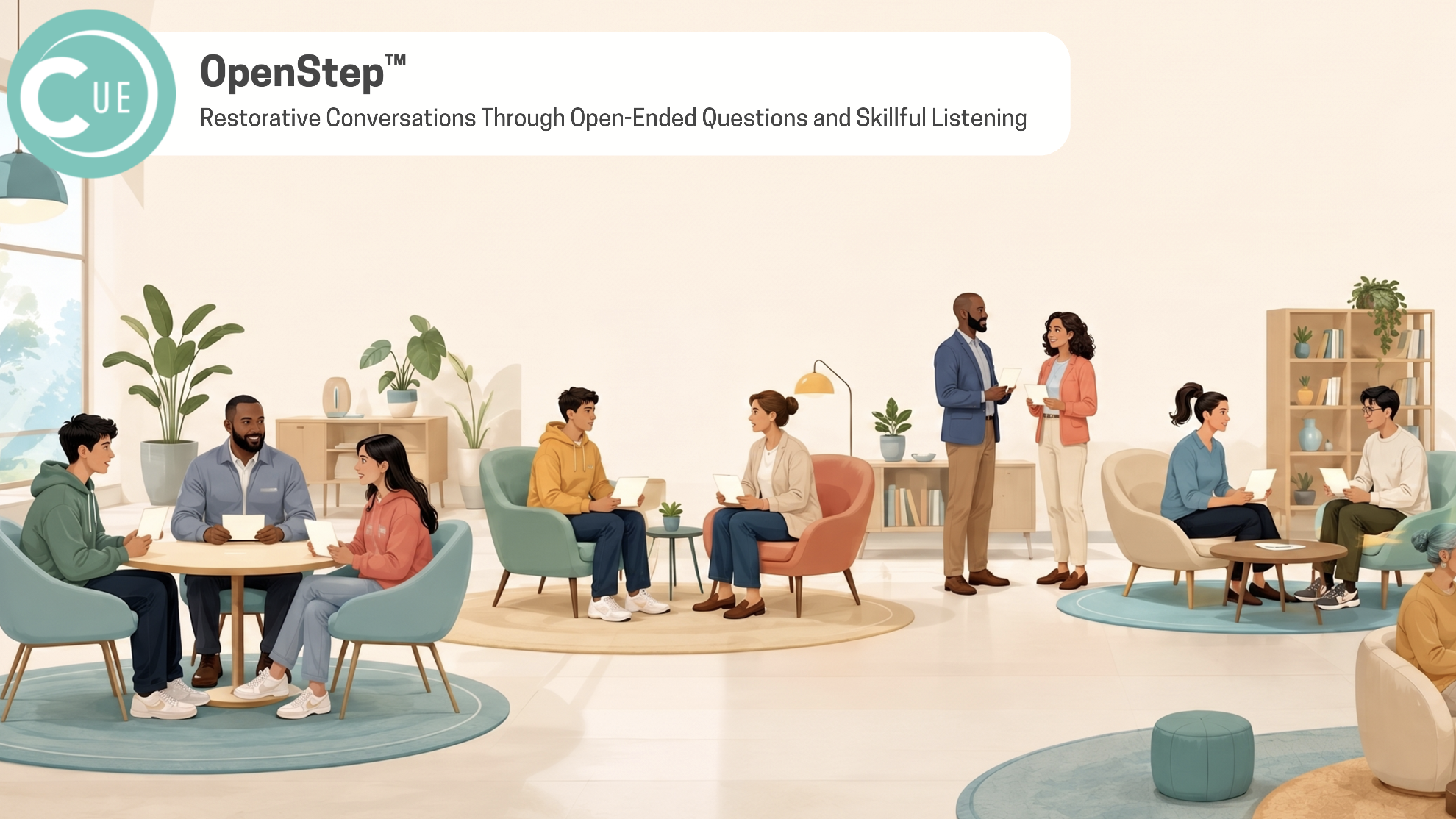 CircleUp's OpenStep Restorative Conversations training to help workplaces, classrooms and teams find ways to de-escalate conflict, enhance listening and communication skills, and identify next steps to conflict. great alternative to workplace gossip