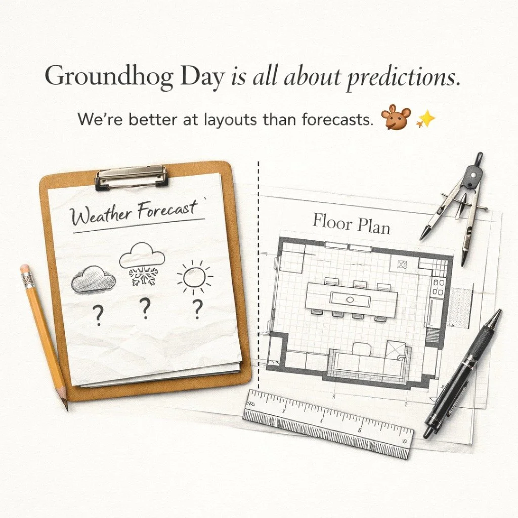 Groundhog Day is all about predictions.
We&rsquo;re better at layouts than forecasts. 🐿️✨

#StudioMWR #WhereDesignFeelsLikeHome #DesignHumor #GroundhogDay #ThoughtfulDesign