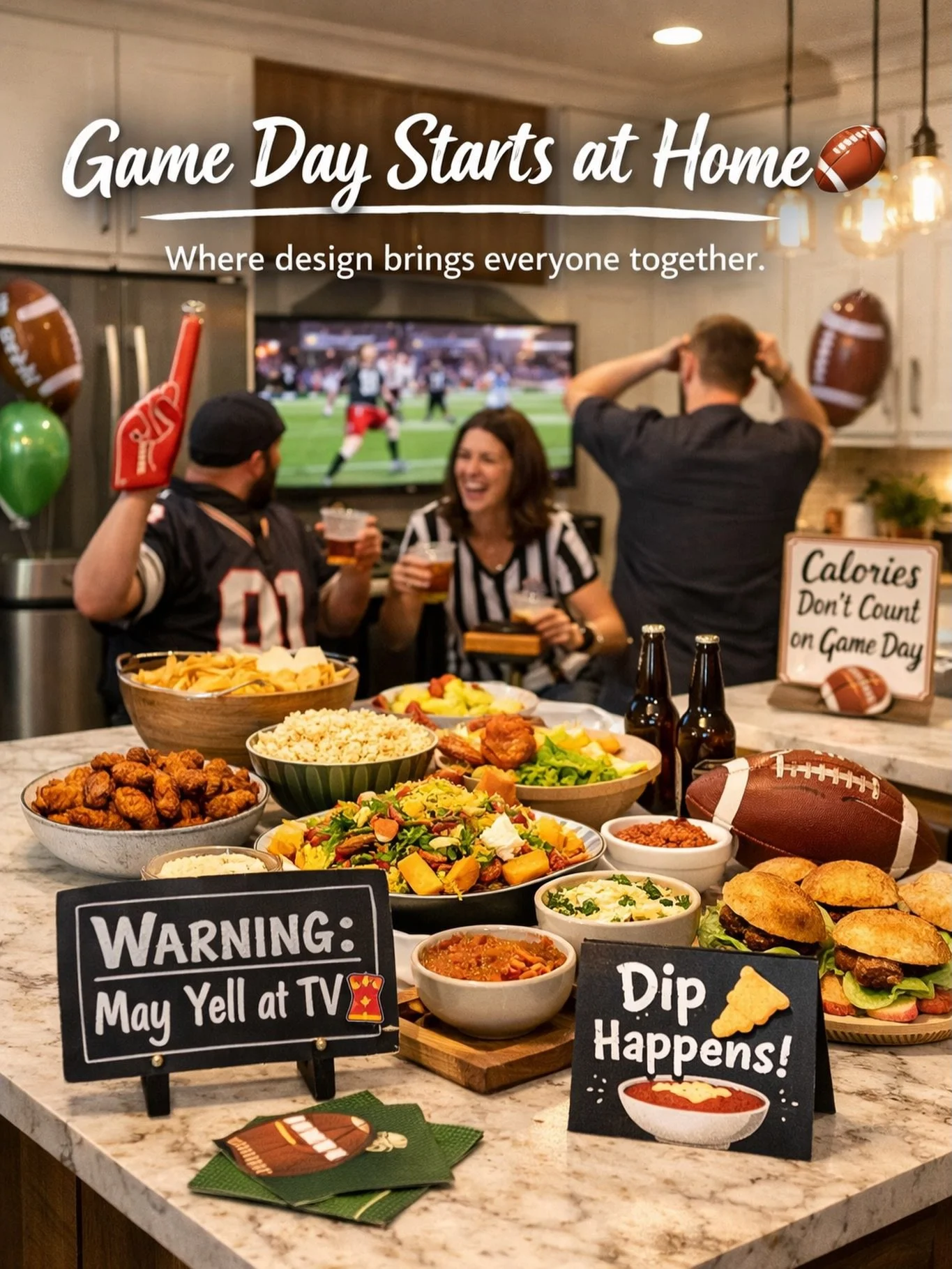 Game day rule #1:
Everyone ends up in the kitchen anyway 🏈🍿

Good food. Great company. A space that brings everyone together. #superbowl