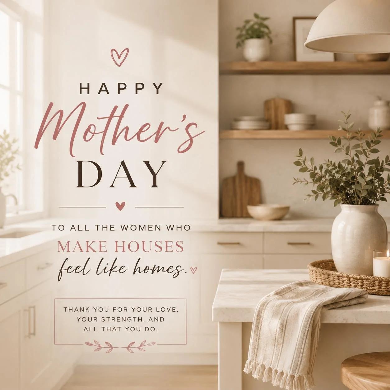 Happy Mother&rsquo;s Day to all the women who turn houses into homes.
The ones who make spaces feel safe, warm, lived in, and loved.

From the cozy corners to the chaos of everyday life&hellip; somehow you make it all feel beautiful.

Today we celebr