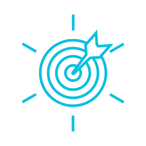 Blue target icon with arrow in center