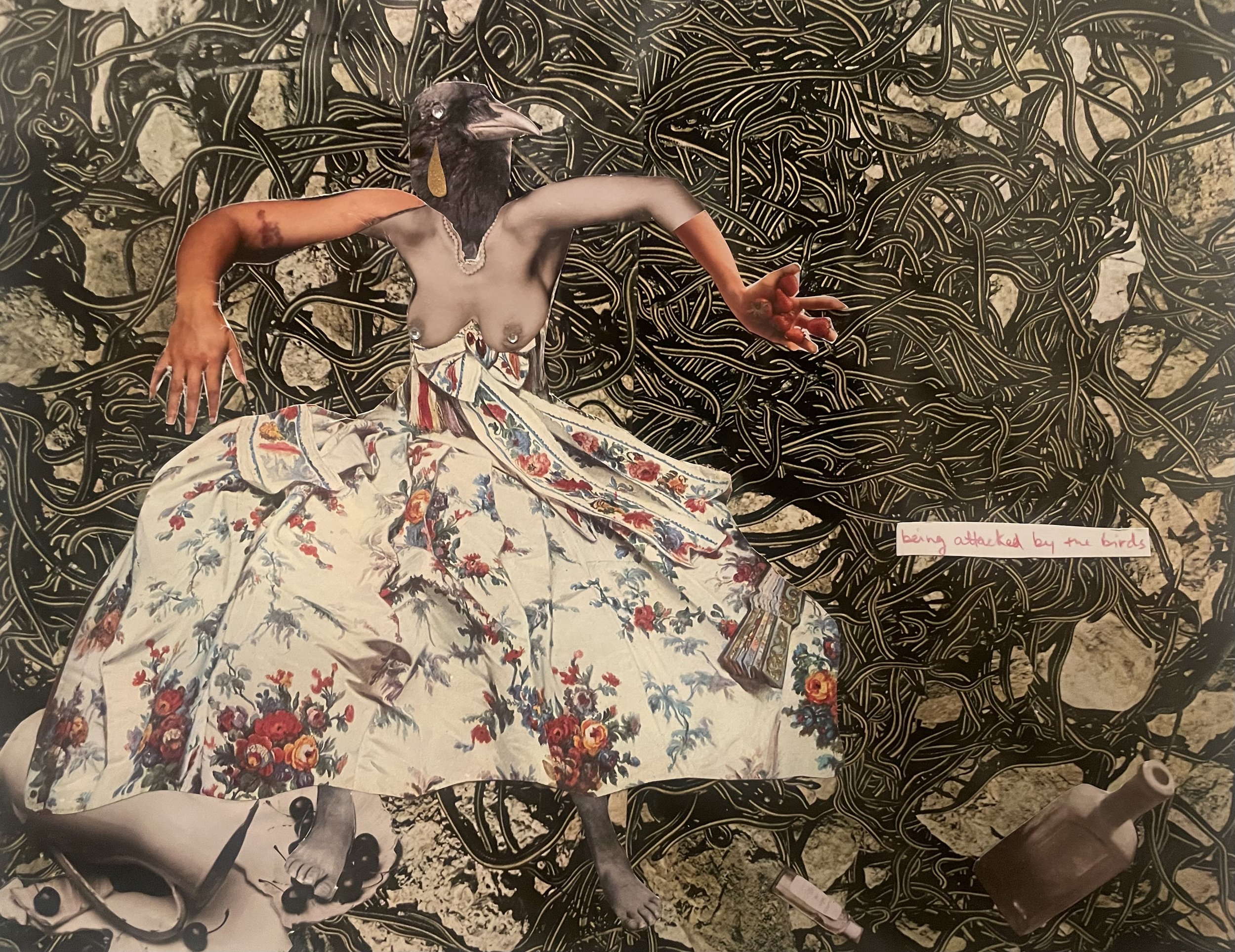 Crow Girl (Self Portrait) |
Collage with found paper |
8x12 inches |
2023