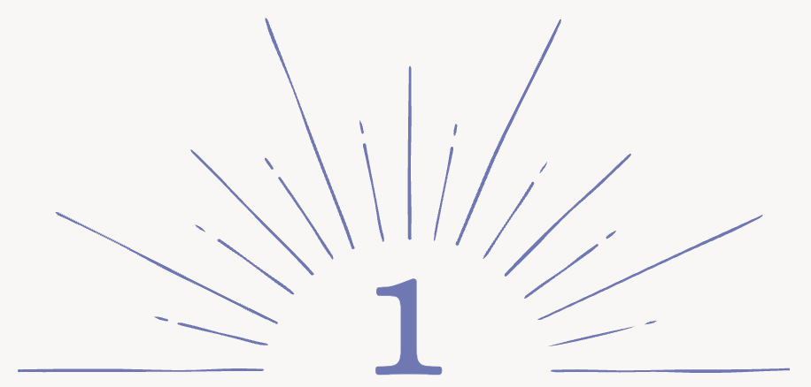 Number one in blue with radiating lines from the center on a white background.