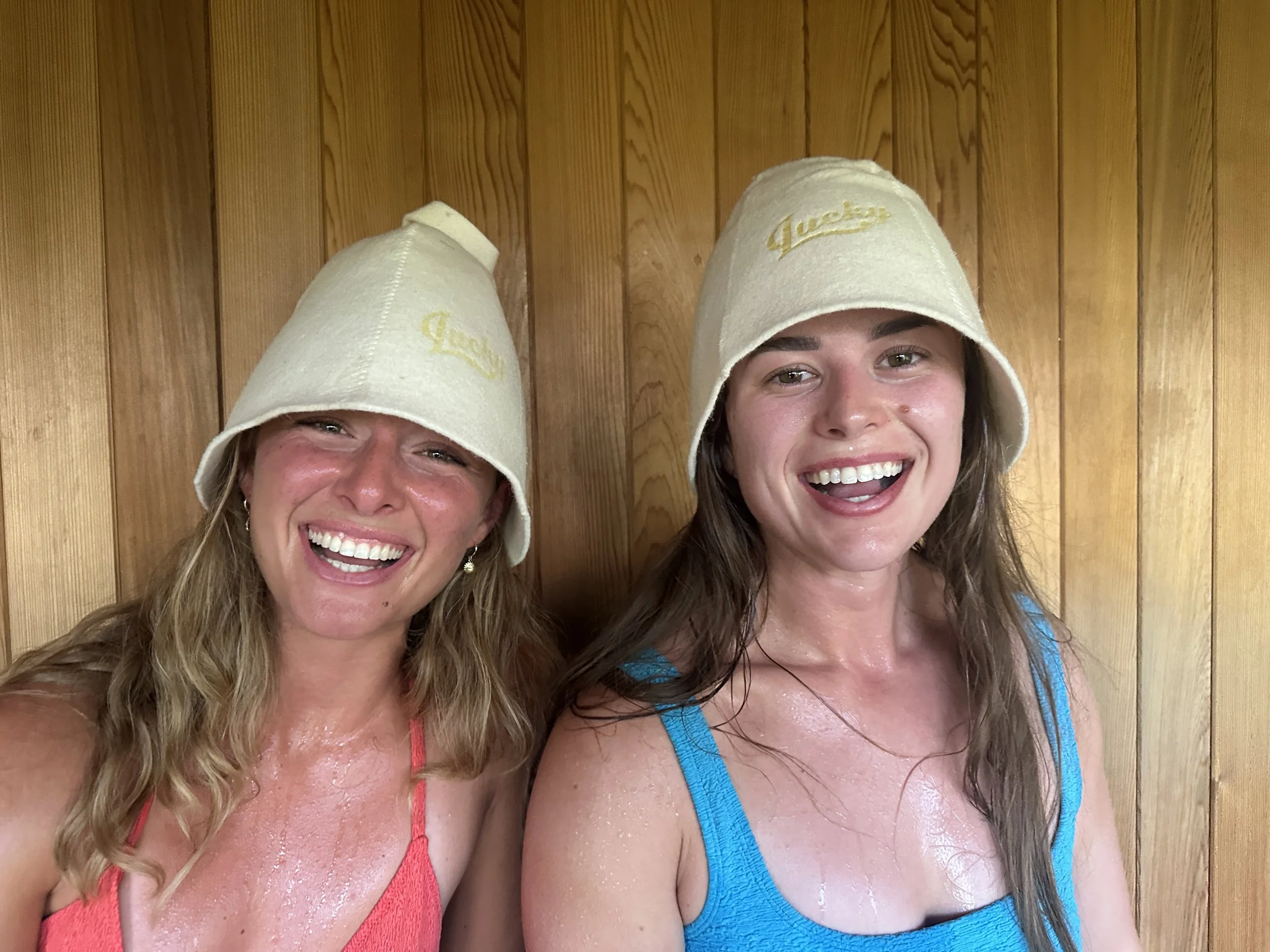 Hotbox Saunas in Safety Bay, Rockingham, is a welcoming space to relax and rejuvinate. Lucky Sauna Hats add to the experience.