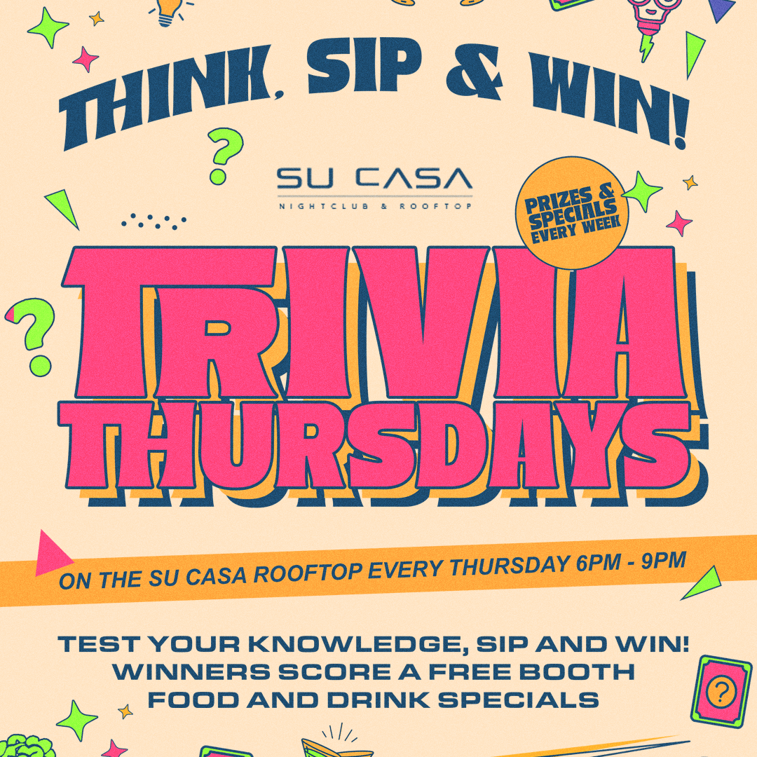Trivia Thursday Event  info tile at Su Casa Brisbane Rooftop