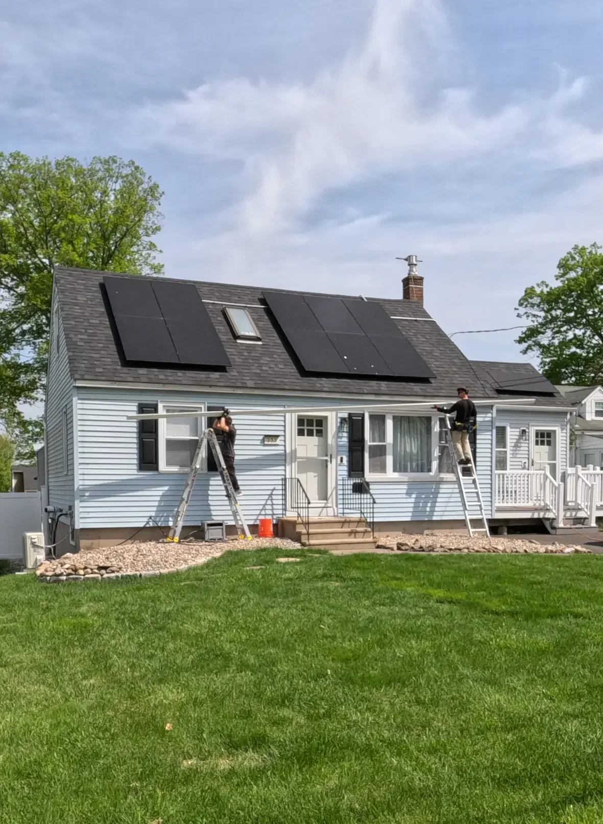 seamless gutter installation on residential home in Easthampton MA